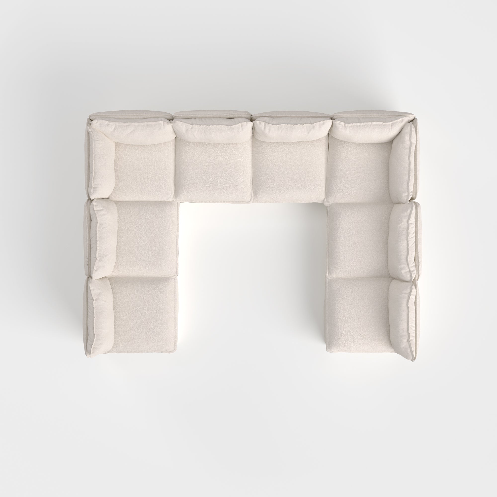 Slipcover Only - Modular Outdoor Washable 8-Seater Open-Ends U-Sectional | Alfresco Boucle in Creme