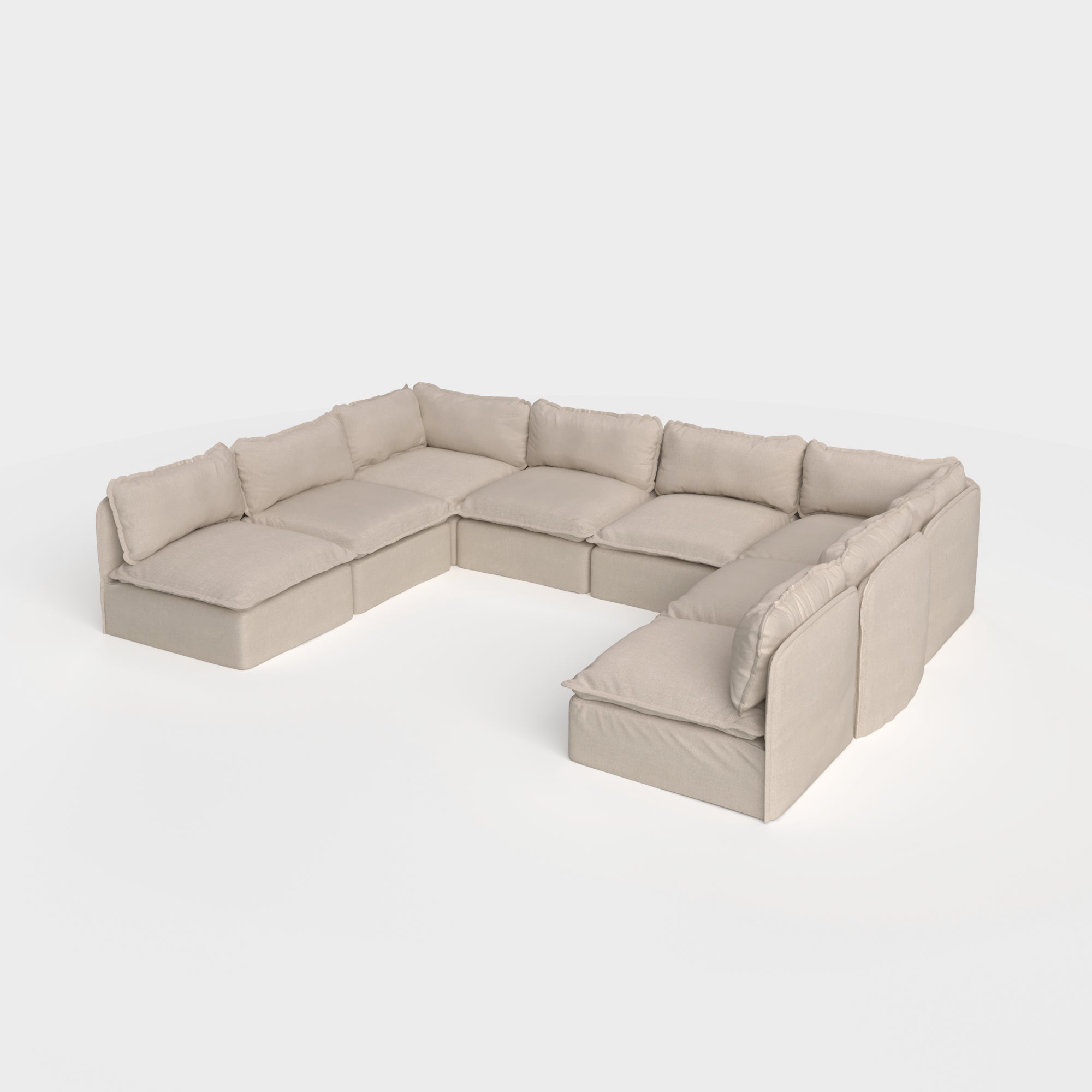 Slipcover Only - Modular Outdoor Washable 8-Seater Open-Ends U-Sectional | Classic Canvas in Sand
