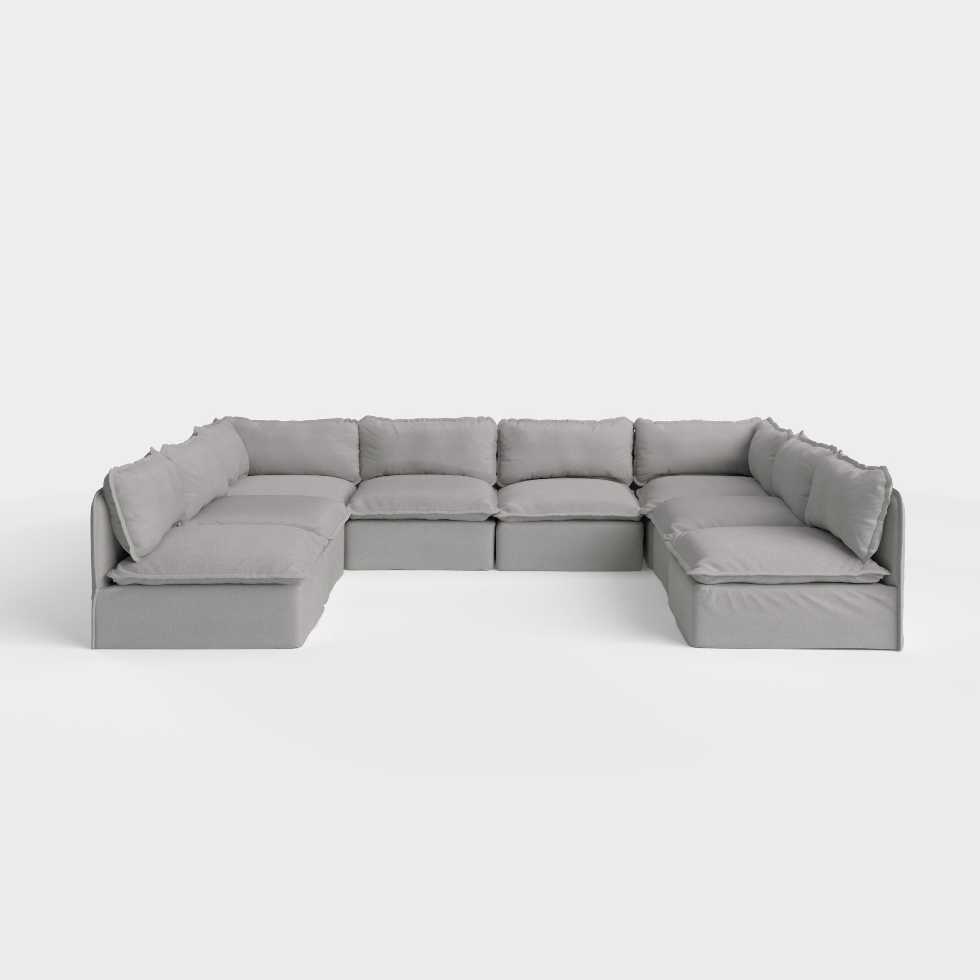 Slipcover Only - Modular Outdoor Washable 8-Seater Open-Ends U-Sectional | Classic Canvas in Stone Gray