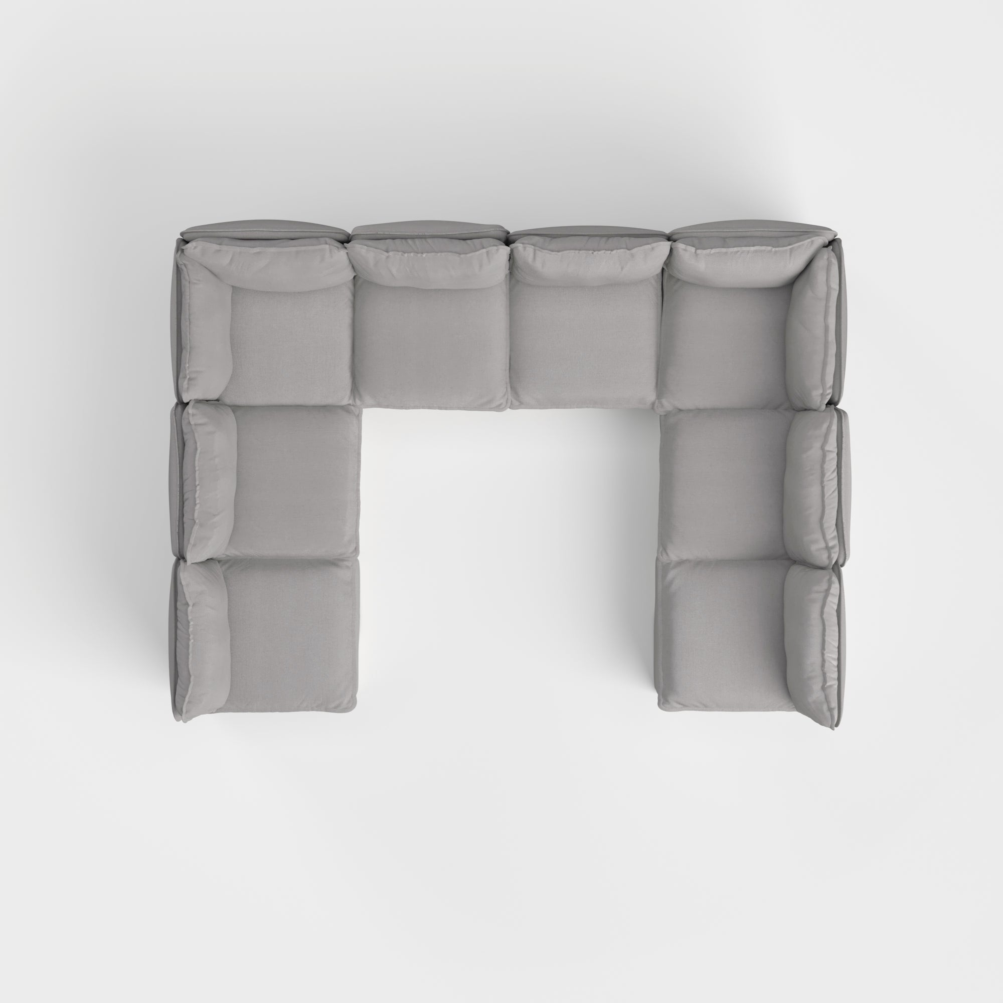 Slipcover Only - Modular Outdoor Washable 8-Seater Open-Ends U-Sectional | Classic Canvas in Stone Gray