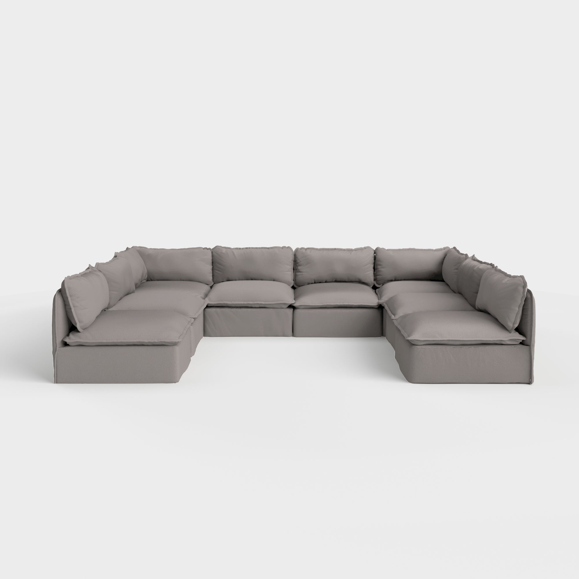 Slipcover Only - Modular Outdoor Washable 8-Seater Open-Ends U-Sectional | Nano Slubweave in Haze Gray
