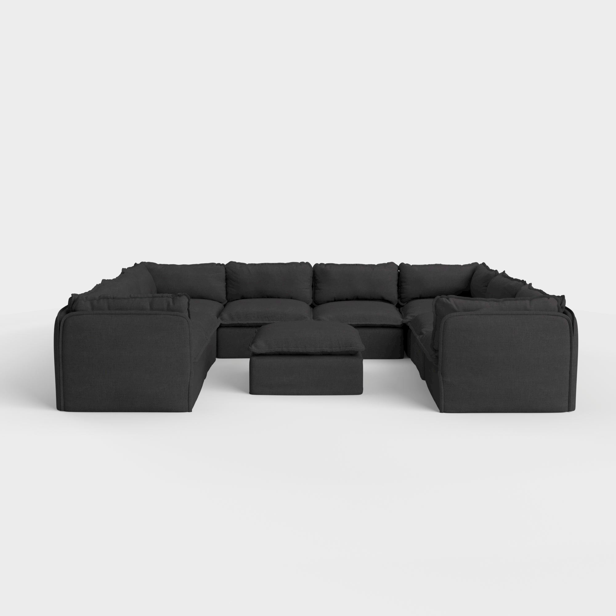 Slipcover Only - Modular Outdoor Washable 8-Seater U-Sectional  + Ottoman | Classic Canvas in Charcoal