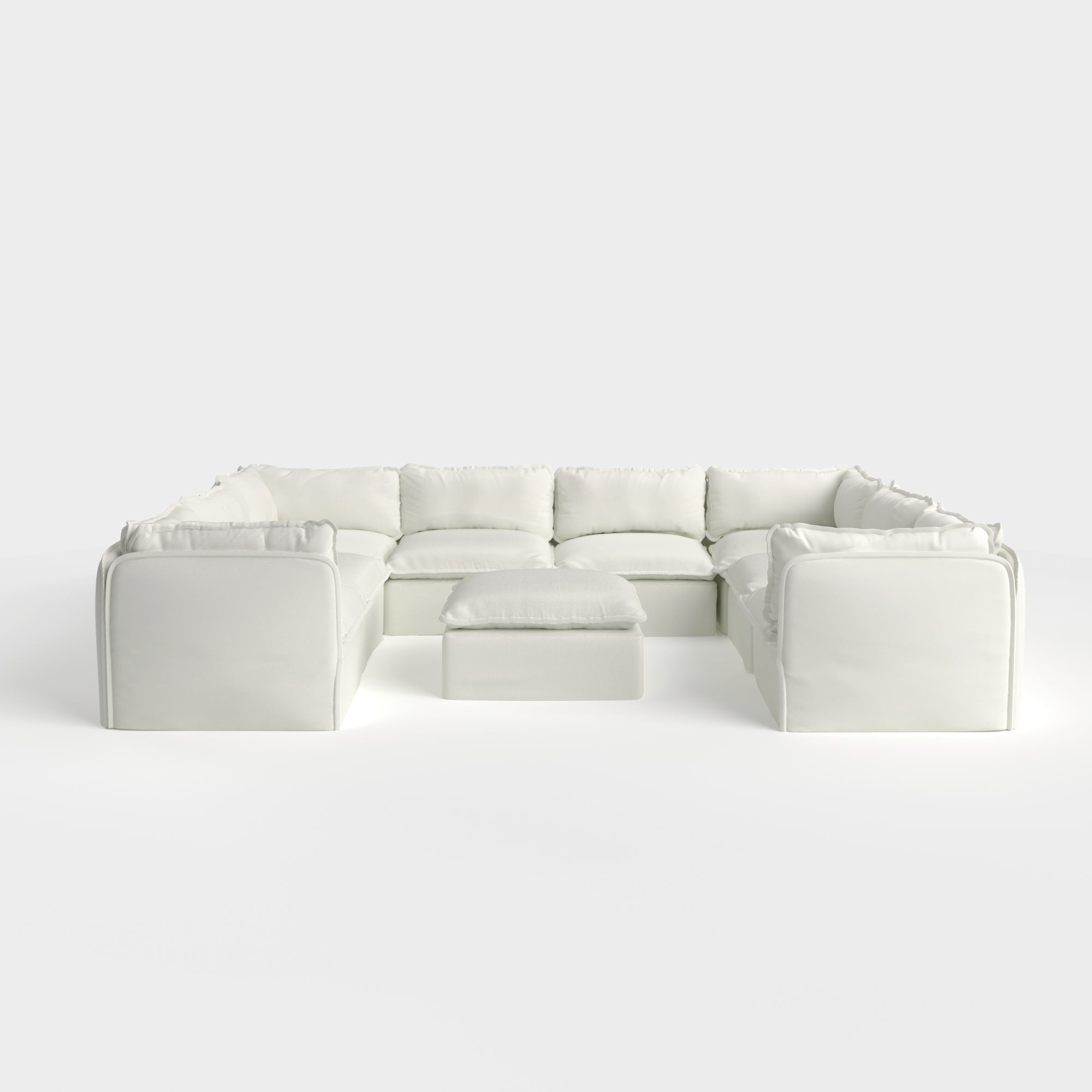 Slipcover Only - Modular Outdoor Washable 8-Seater U-Sectional  + Ottoman | Classic Canvas in Cloud