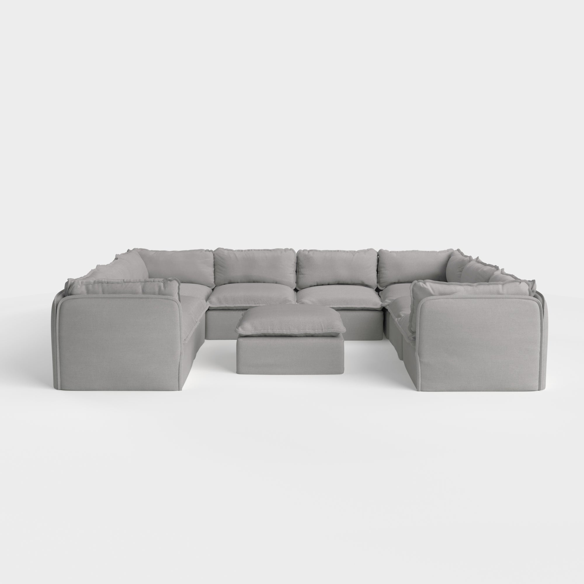 Slipcover Only - Modular Outdoor Washable 8-Seater U-Sectional  + Ottoman | Classic Canvas in Stone Gray