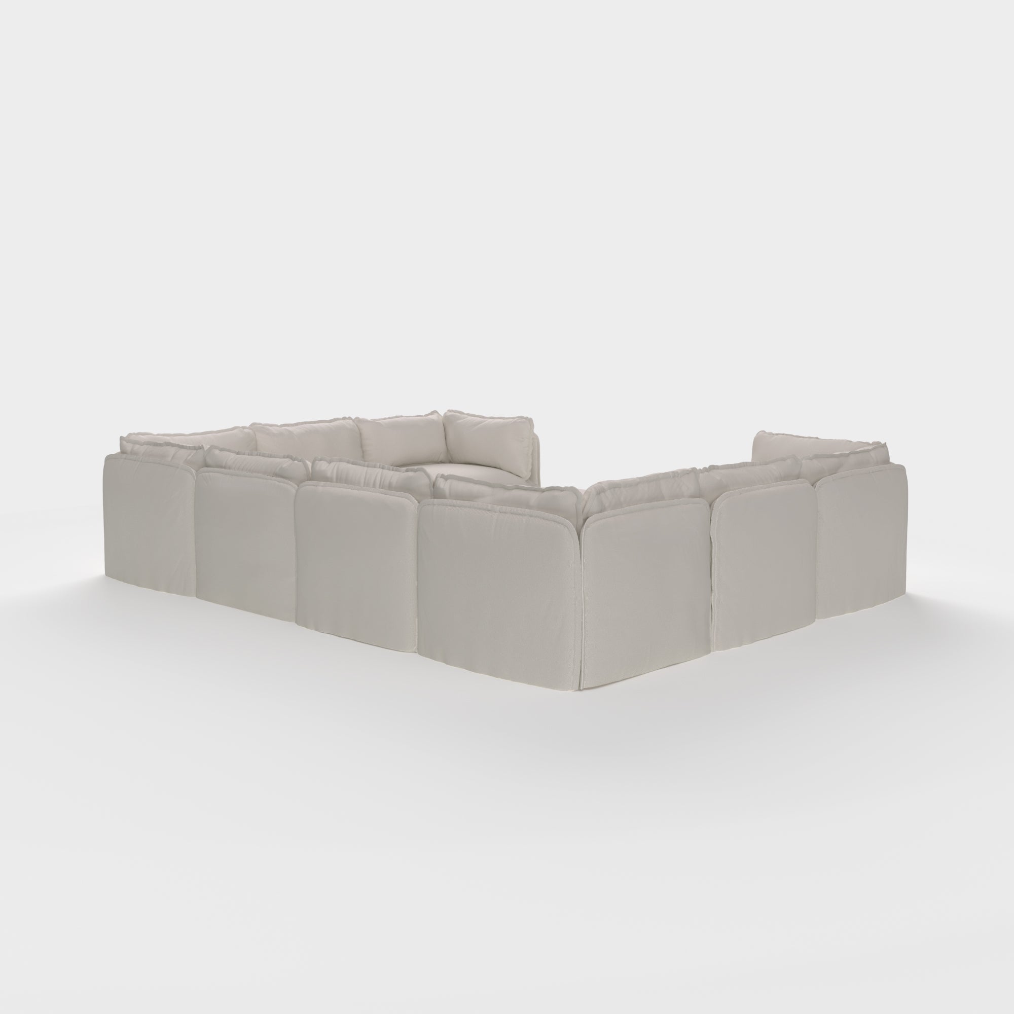 Slipcover Only - Modular Outdoor Washable 8-Seater U-Sectional + Ottoman | Nano Slubweave in Chai
