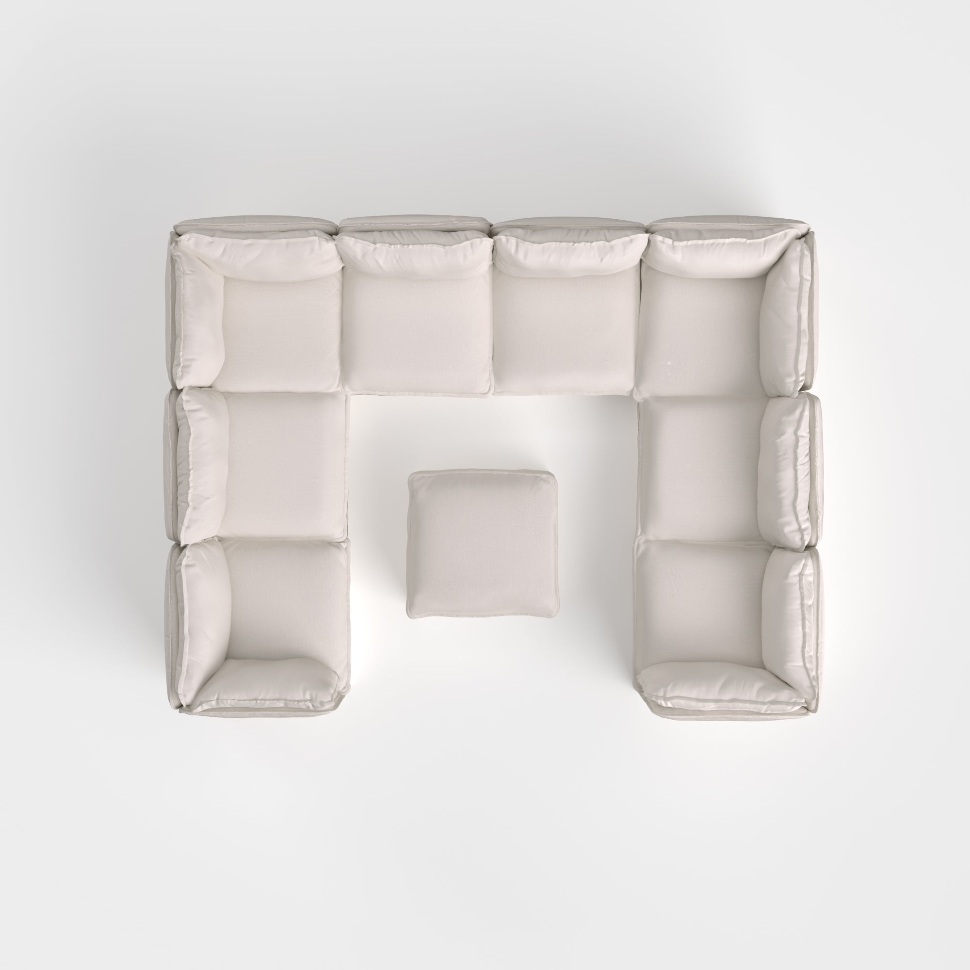 Slipcover Only - Modular Outdoor Washable 8-Seater U-Sectional + Ottoman | Nano Slubweave in Chai