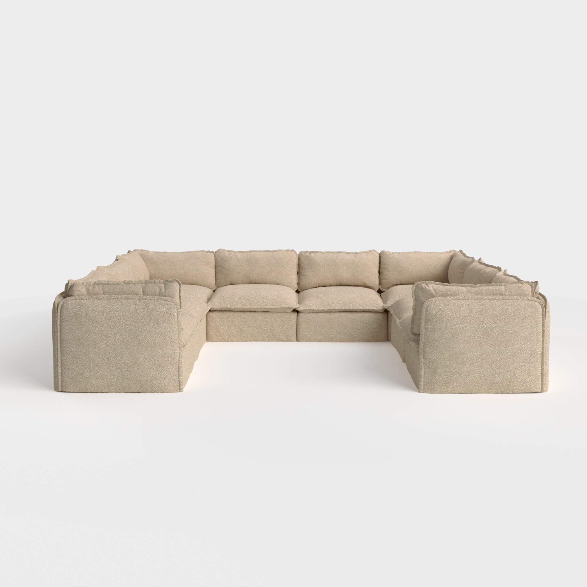 Slipcover Only - Modular Outdoor Washable 8-Seater U-Sectional | Alfresco Boucle in Cashew