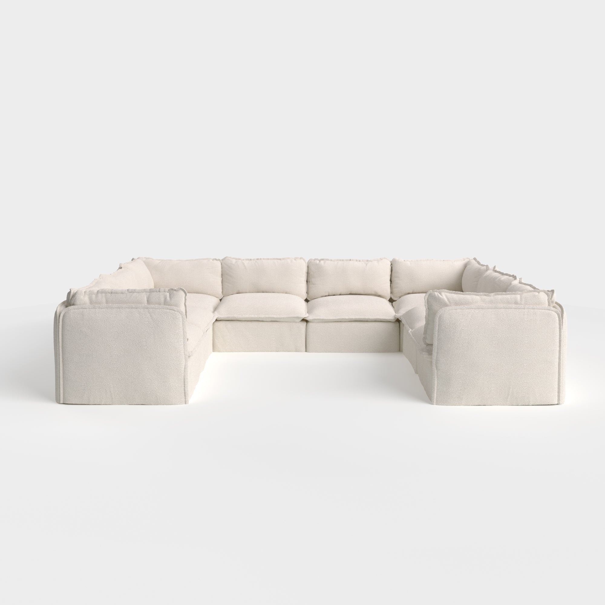 Slipcover Only - Modular Outdoor Washable 8-Seater U-Sectional | Alfresco Boucle in Creme