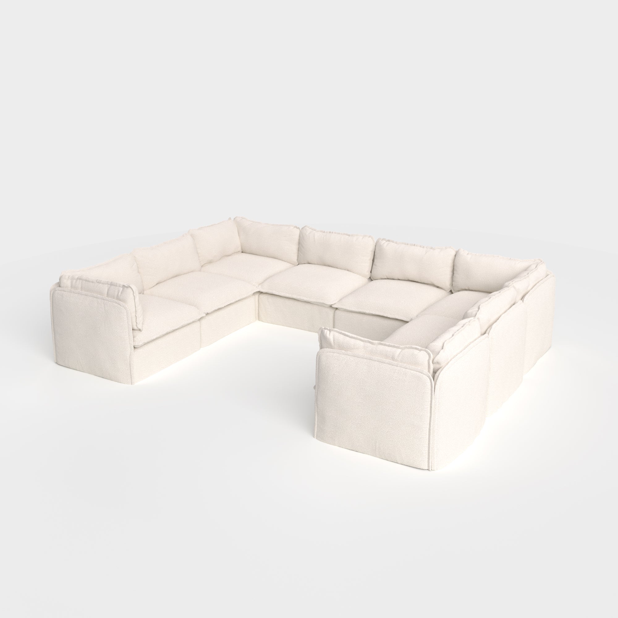 Slipcover Only - Modular Outdoor Washable 8-Seater U-Sectional | Alfresco Boucle in Creme