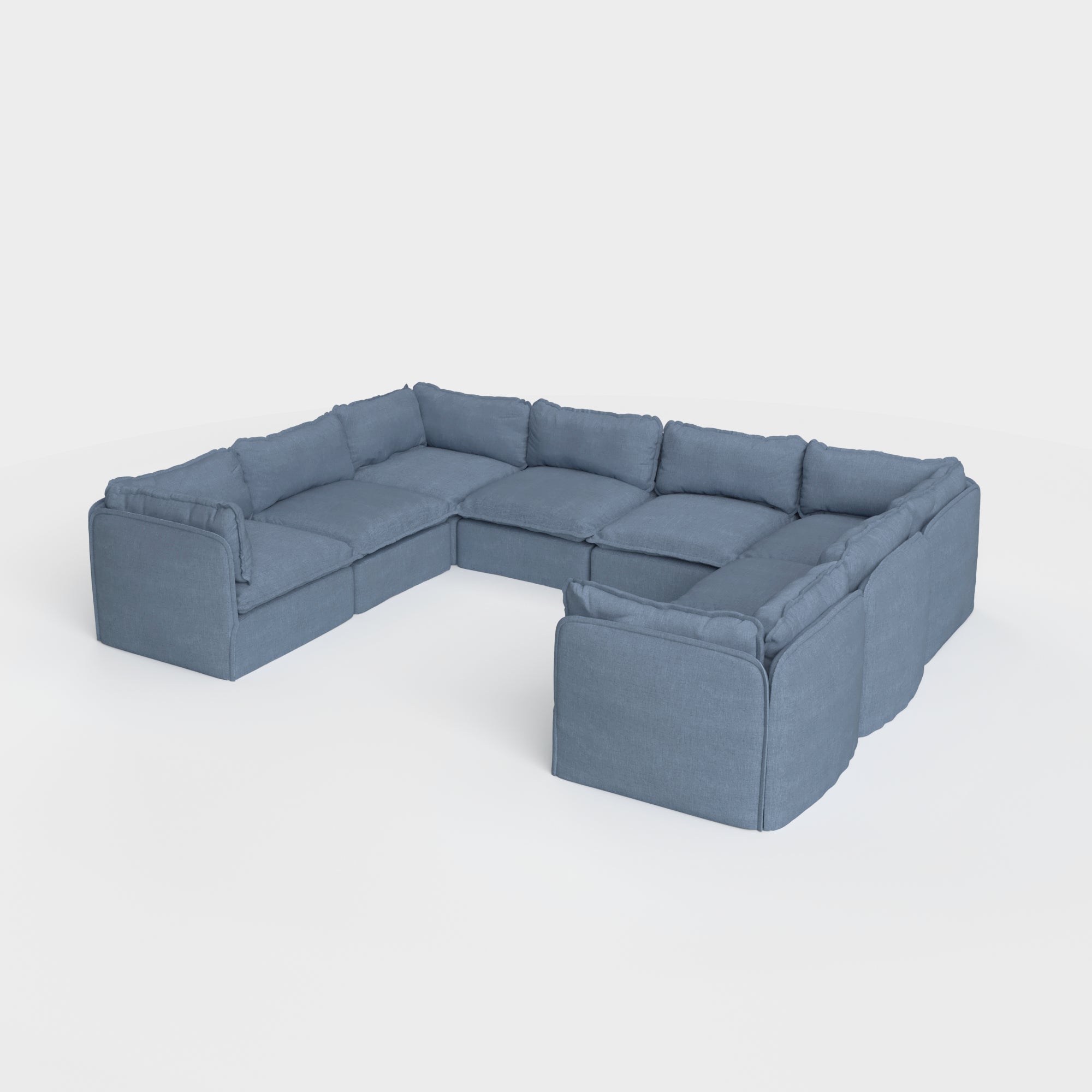 Slipcover Only - Modular Outdoor Washable 8-Seater U-Sectional | Classic Canvas in Ocean