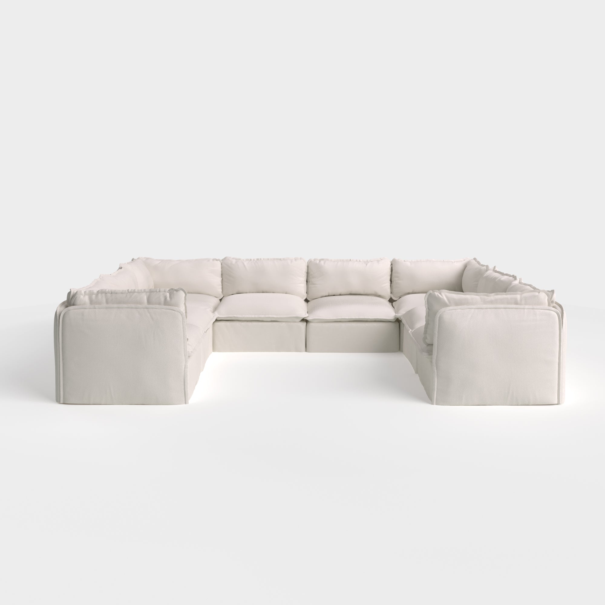 Slipcover Only - Modular Outdoor Washable 8-Seater U-Sectional | Nano Slubweave in Chai
