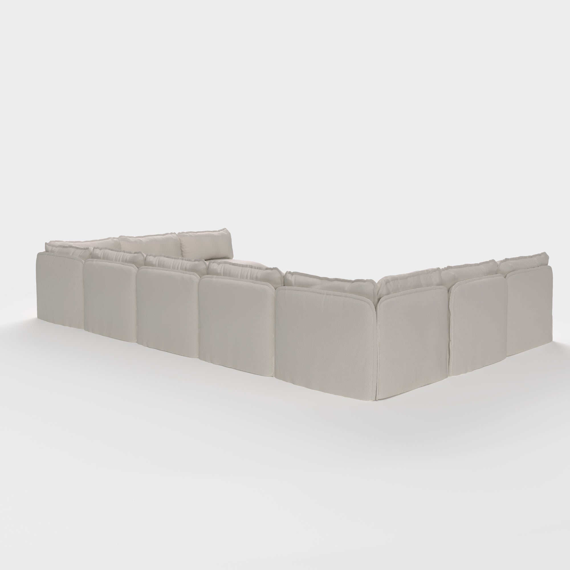 Slipcover Only - Modular Outdoor Washable 9-Seater Open-Ends U-Sectional + Bench Ottoman | Nano Slubweave in Chai