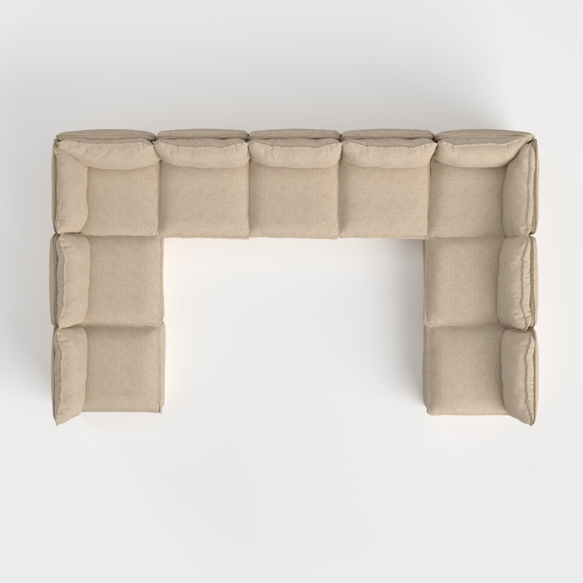 Slipcover Only - Modular Outdoor Washable 9-Seater Open-Ends U-Sectional | Alfresco Boucle in Cashew