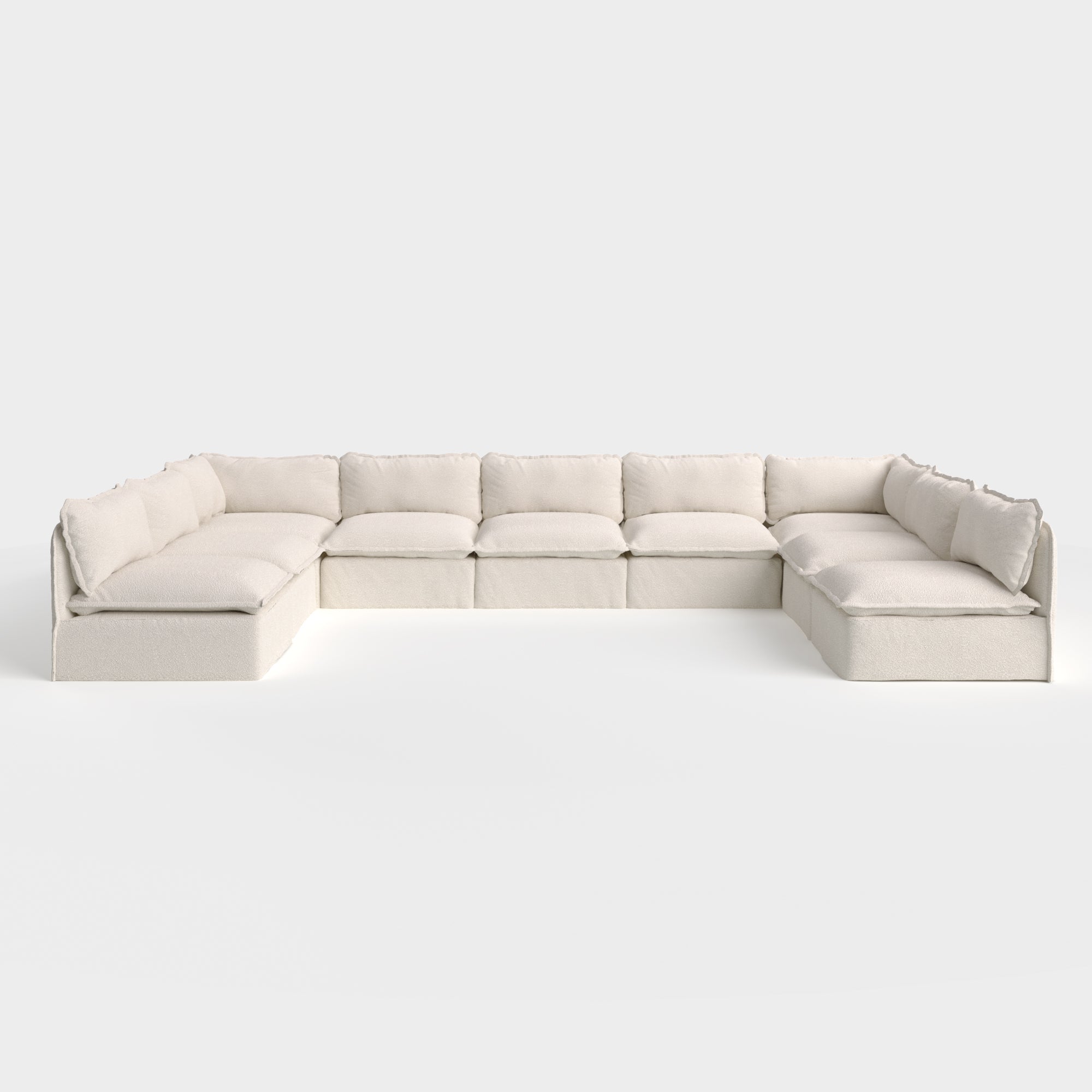 Slipcover Only - Modular Outdoor Washable 9-Seater Open-Ends U-Sectional | Alfresco Boucle in Creme