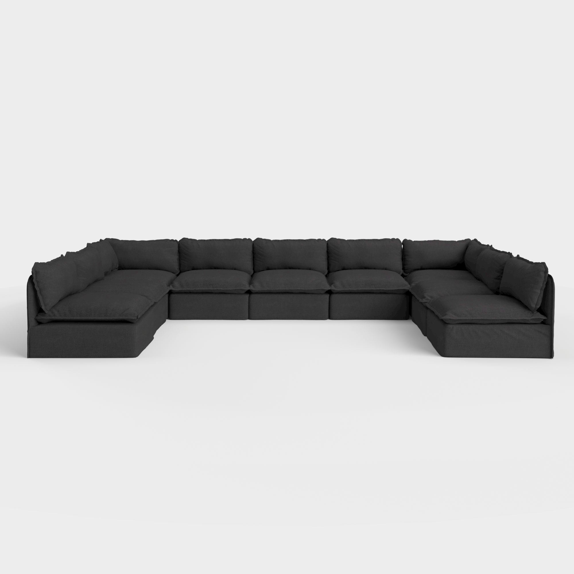 Slipcover Only - Modular Outdoor Washable 9-Seater Open-Ends U-Sectional | Classic Canvas in Charcoal