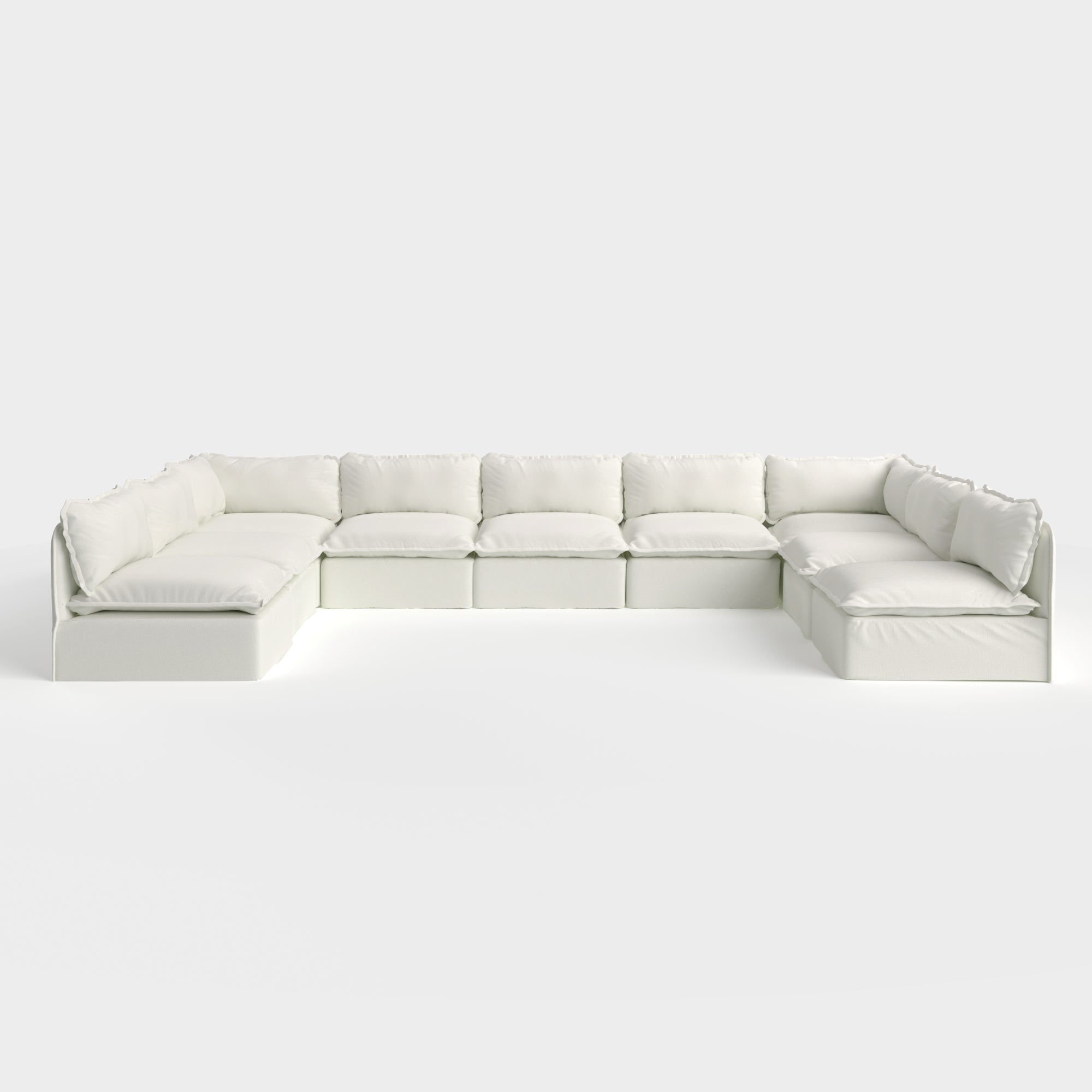 Slipcover Only - Modular Outdoor Washable 9-Seater Open-Ends U-Sectional | Classic Canvas in Cloud