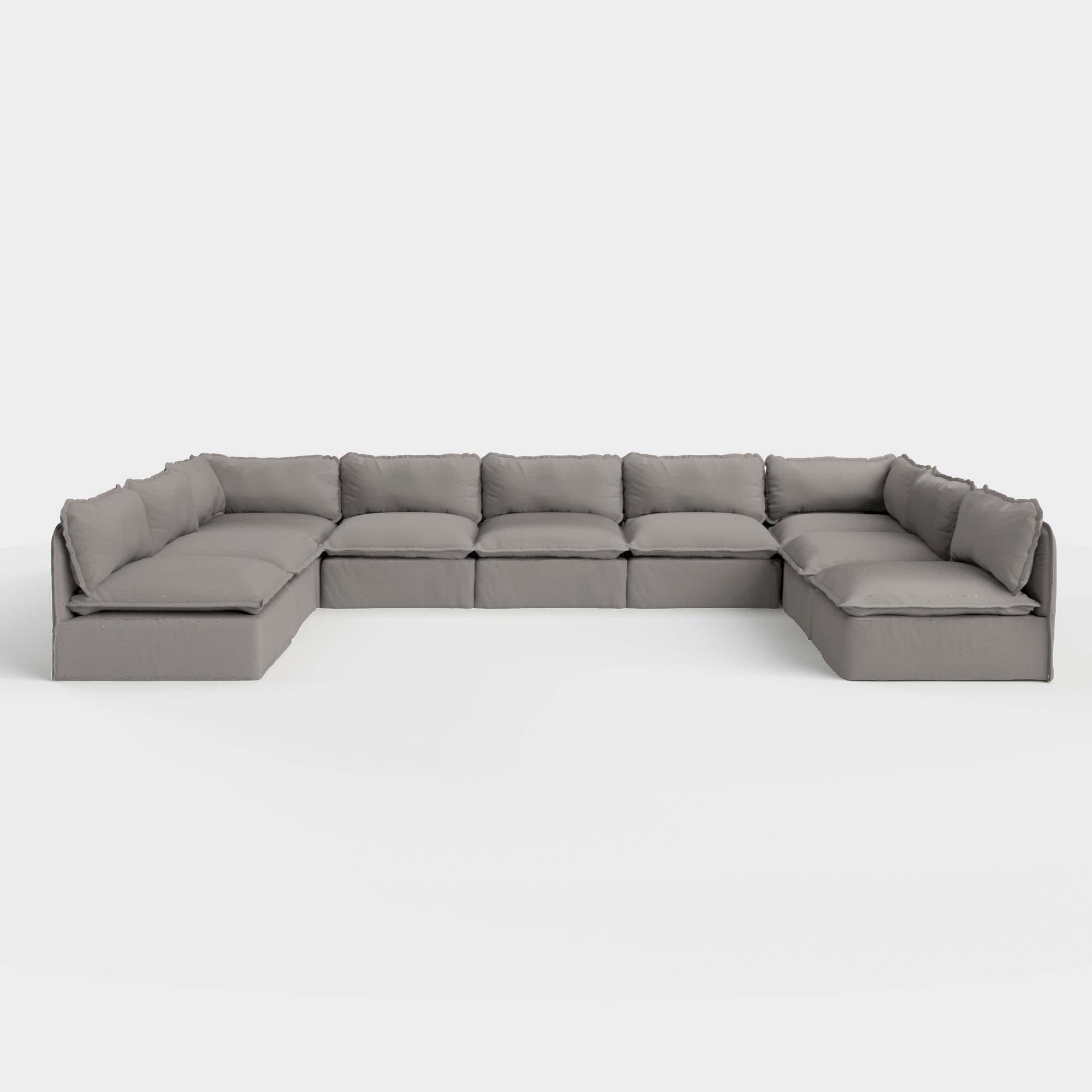 Slipcover Only - Modular Outdoor Washable 9-Seater Open-Ends U-Sectional | Nano Slubweave in Haze Gray