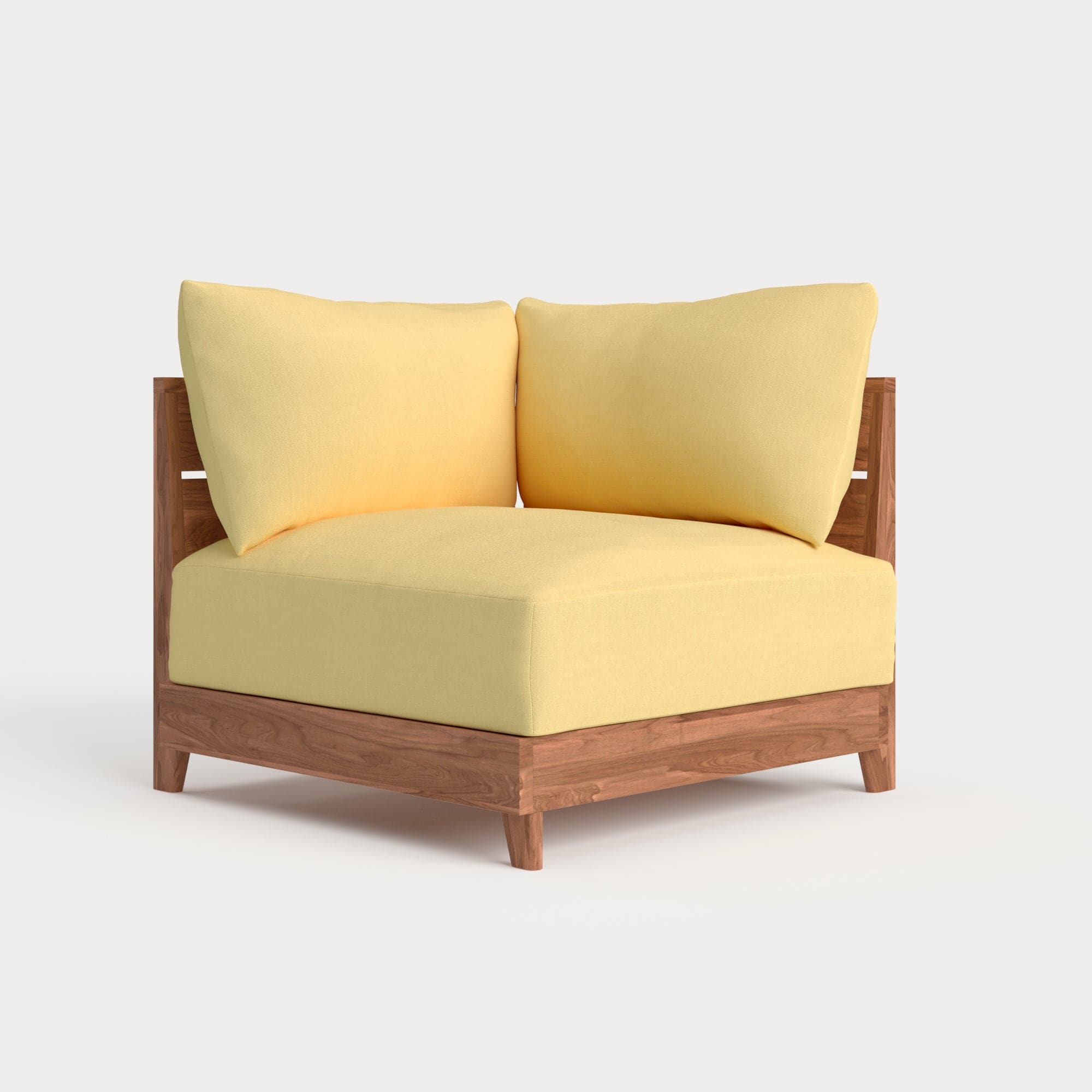 Dwell™ Modular Teak Outdoor Modular Unit - Corner Chair | Classic Canvas in Sun
