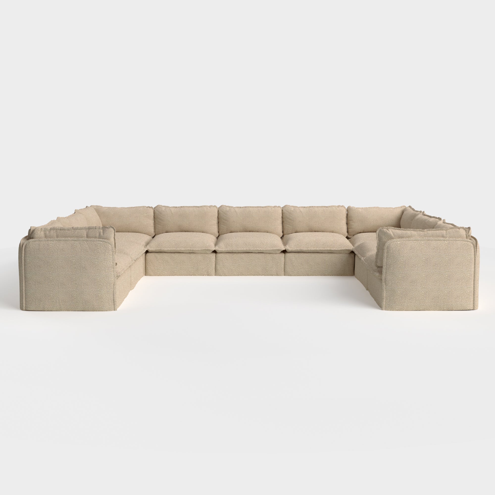 Slipcover Only - Modular Outdoor Washable 9-Seater U-Sectional | Alfresco Boucle in Cashew