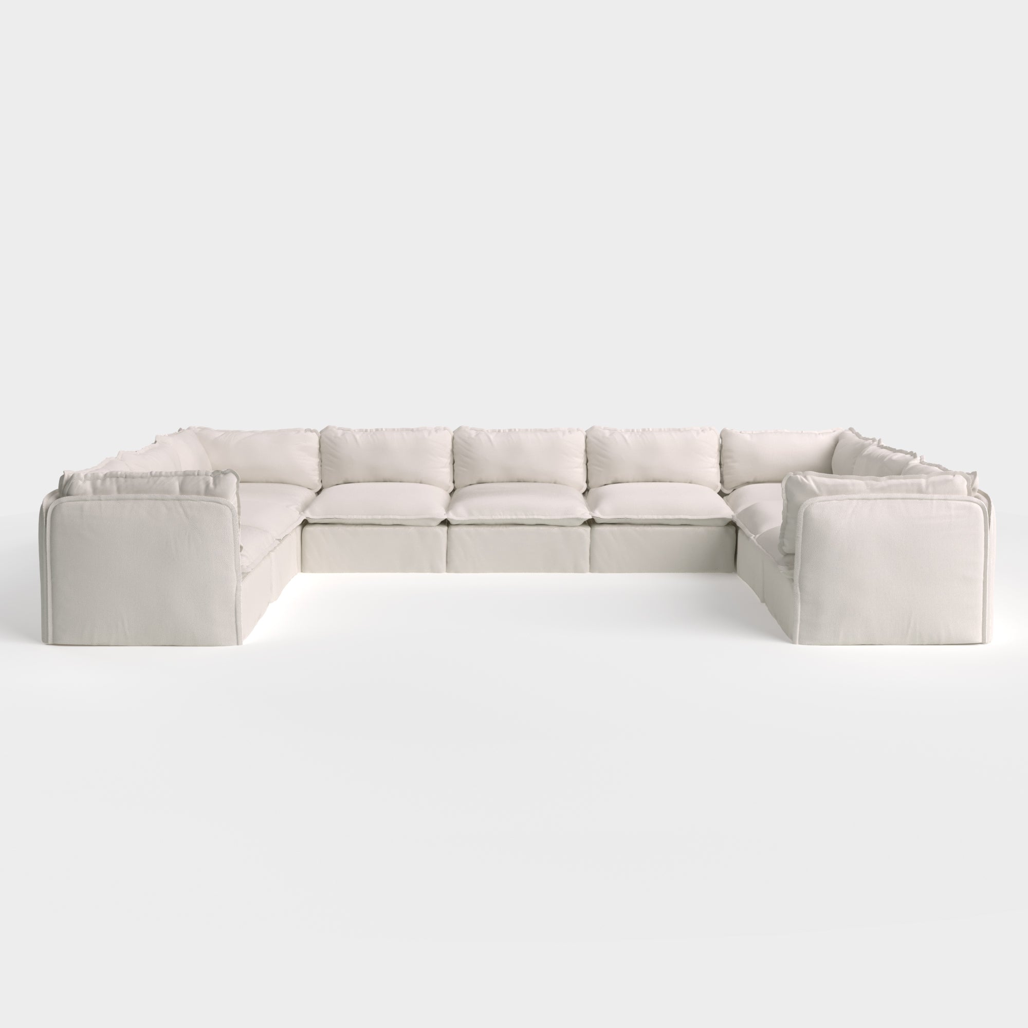Slipcover Only - Modular Outdoor Washable 9-Seater U-Sectional | Nano Slubweave in Chai