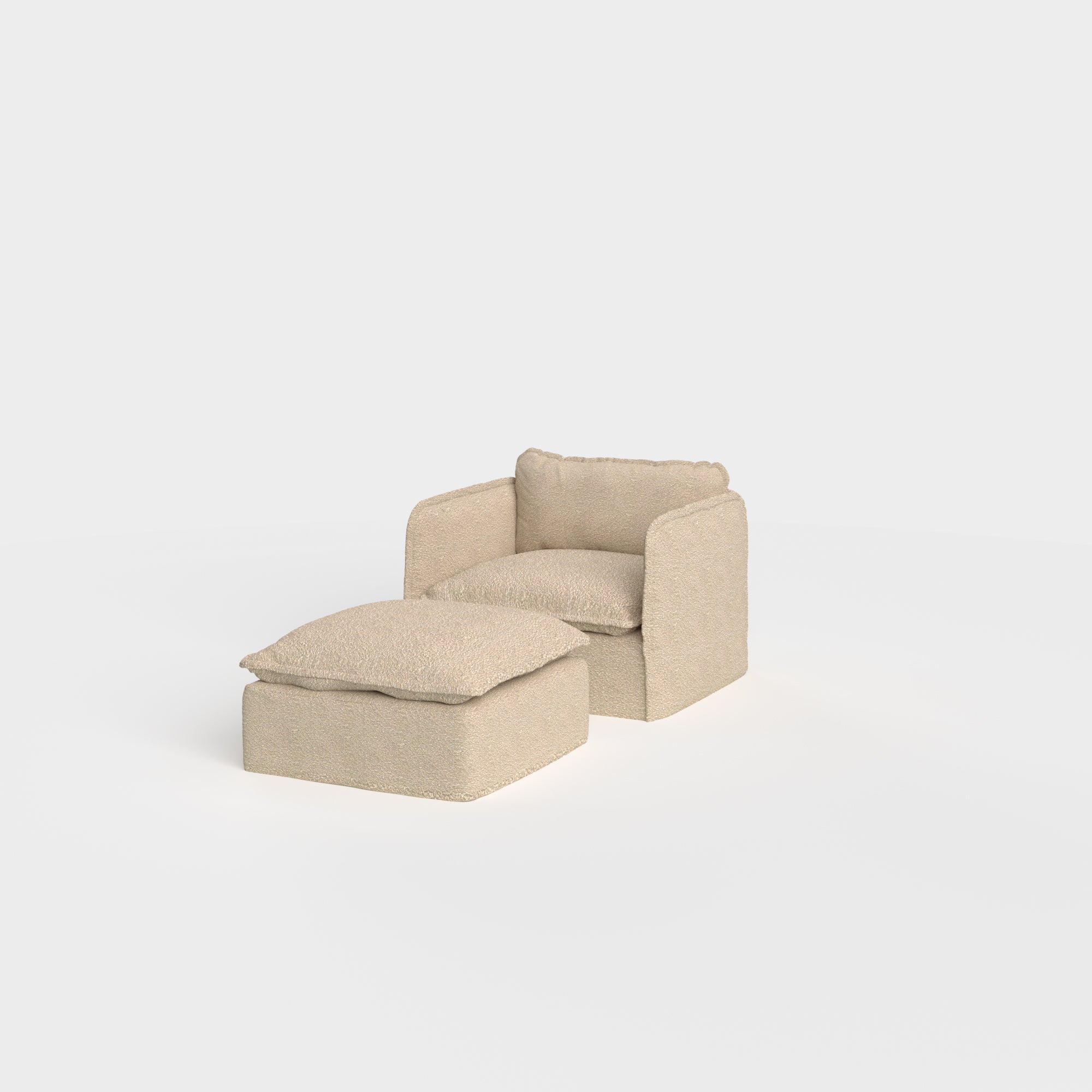 Slipcover Only - Modular Outdoor Washable Armchair & Ottoman | Alfresco Boucle in Cashew