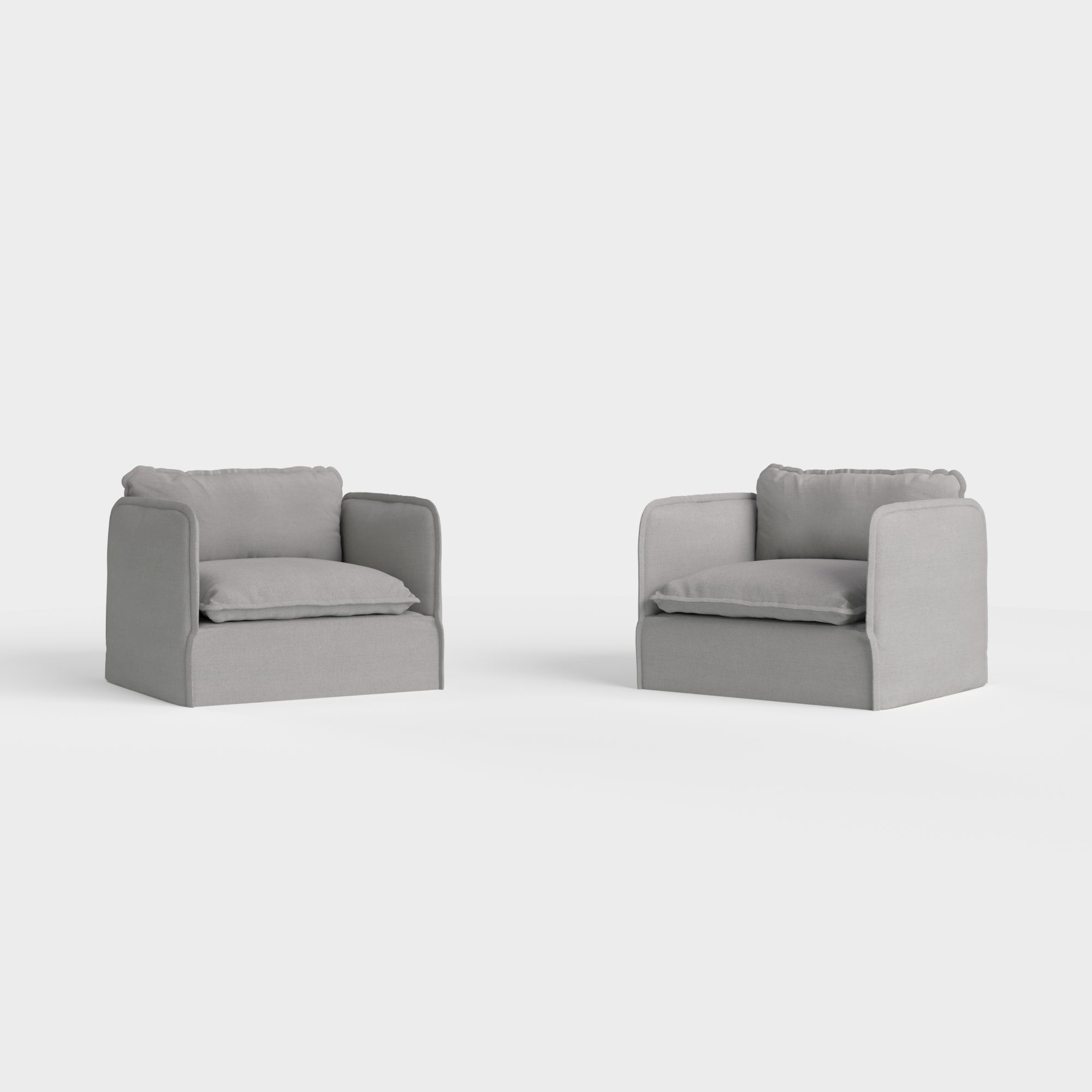 Slipcover Only - Modular Outdoor Washable Armchair Set | Classic Canvas in Stone Gray
