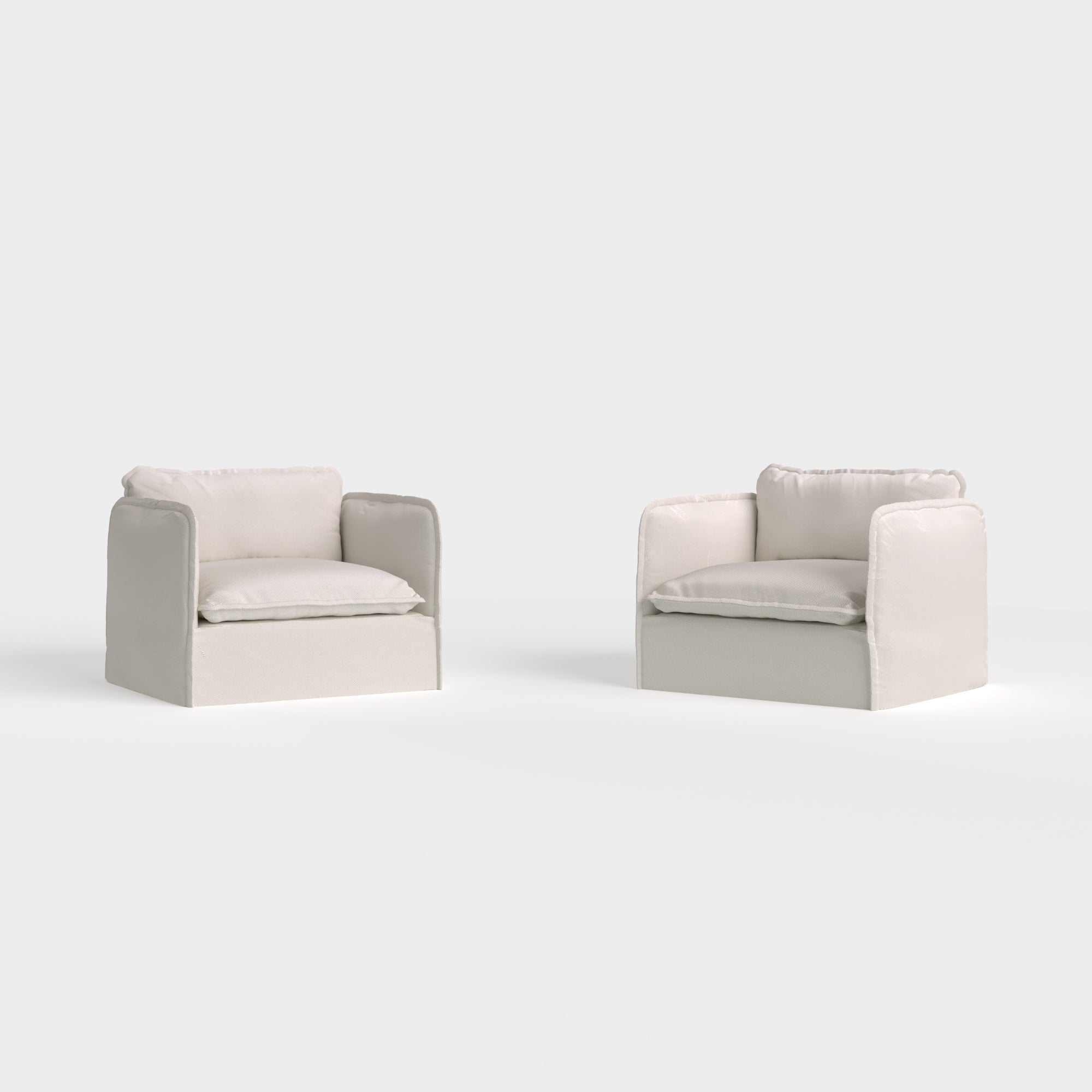 Slipcover Only - Modular Outdoor Washable Armchair Set | Nano Slubweave in Chai