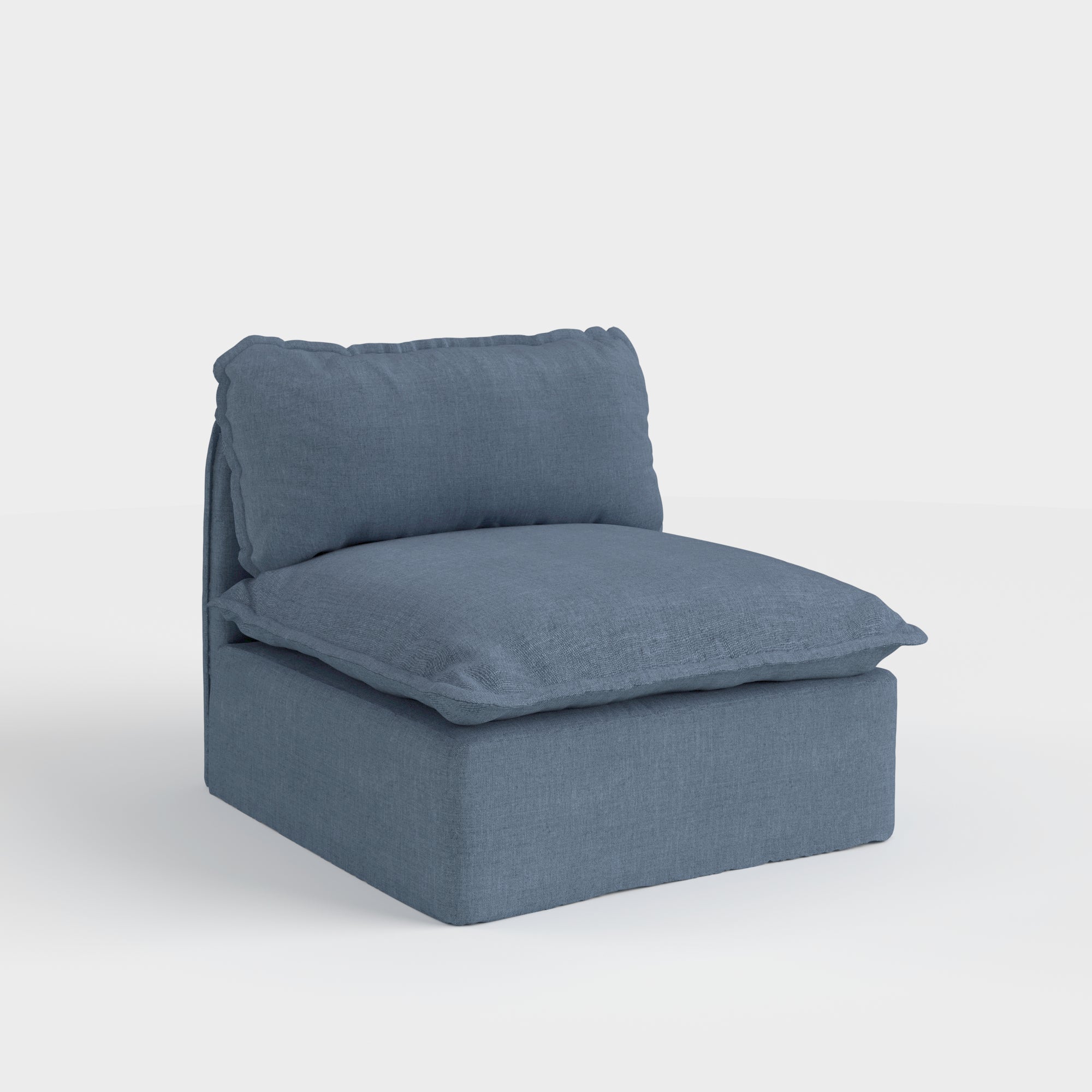 Slipcover Only - Modular Outdoor Washable Armless Chair | Classic Canvas in Ocean