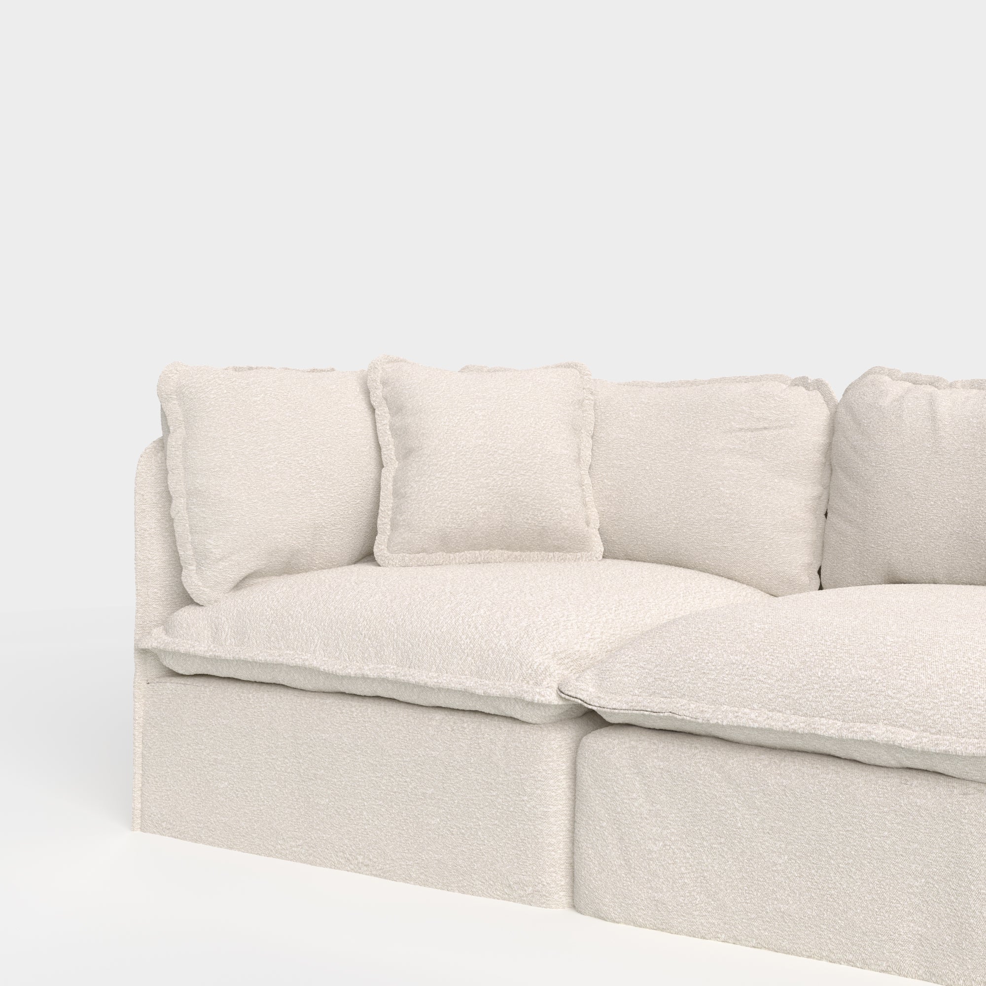 Square Trim Accent Pillow 16 x 16 | Alfresco Boucle in Creme