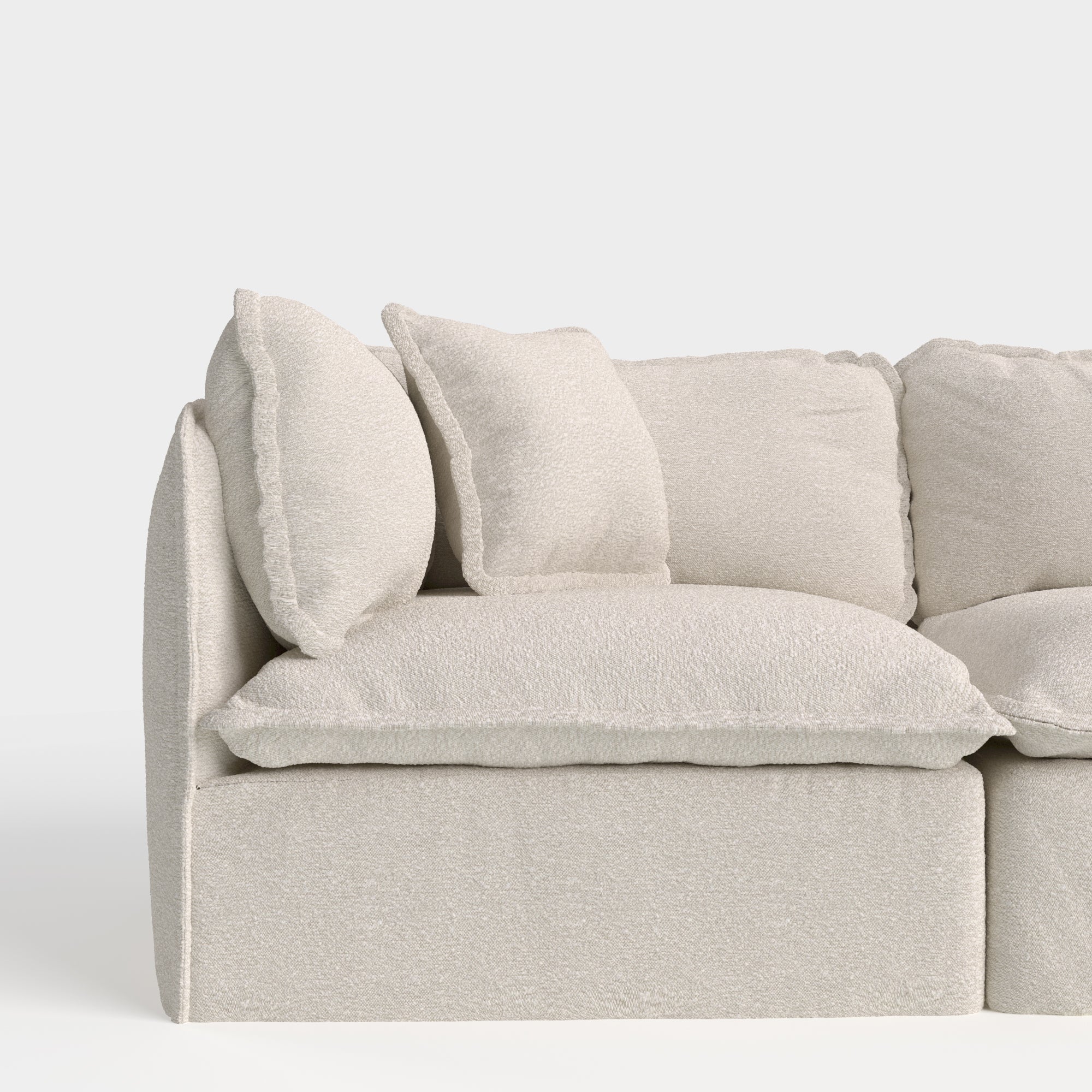 Square Trim Accent Pillow 16 x 16 | Alfresco Boucle in Creme
