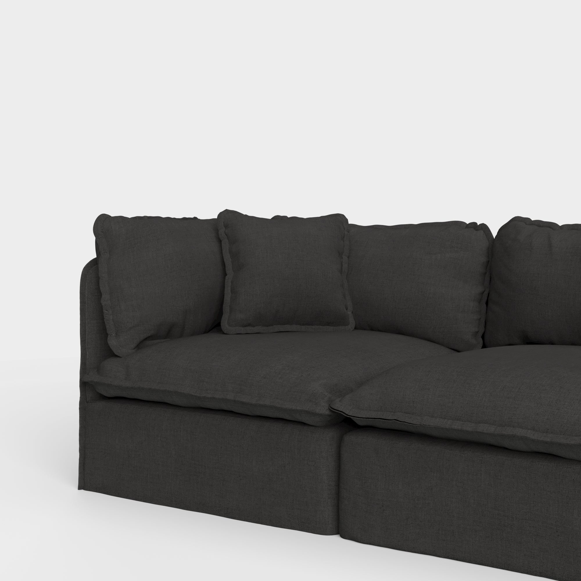 Square Trim Accent Pillow 16 x 16 | Classic Canvas in Charcoal