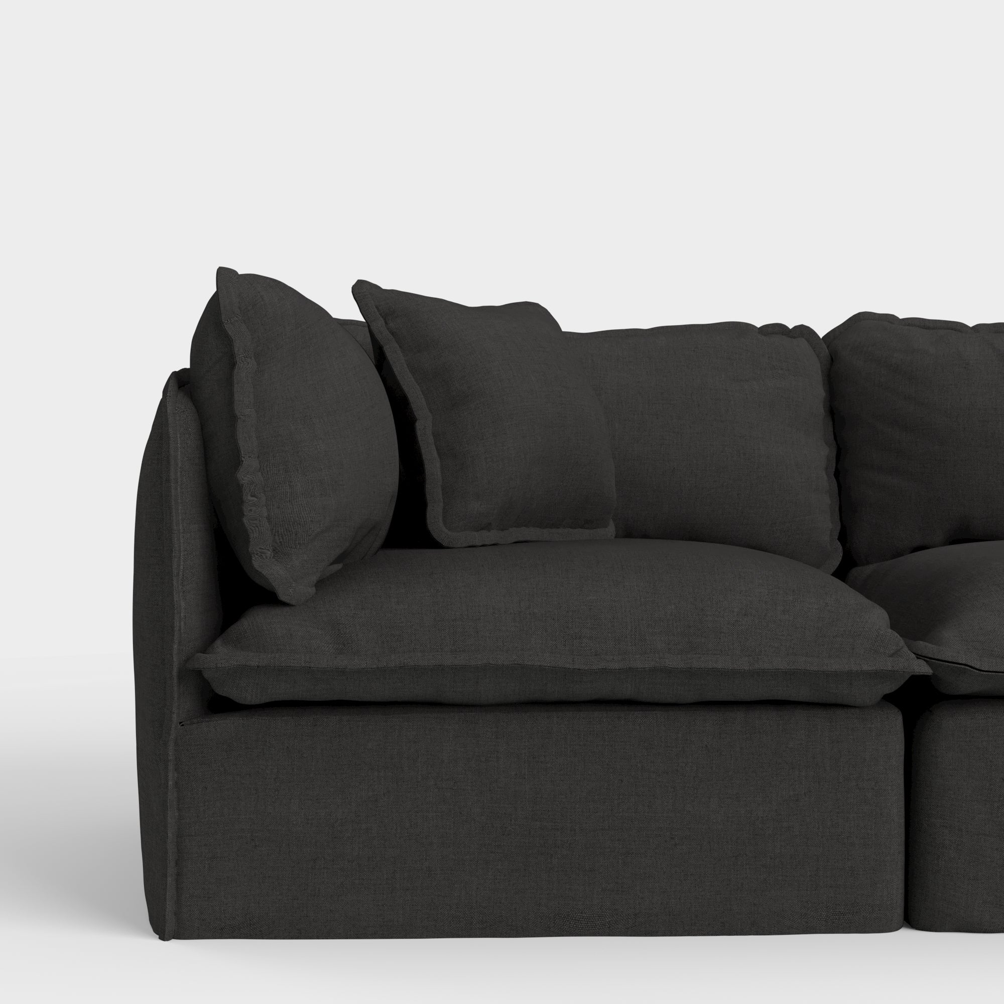 Square Trim Accent Pillow 16 x 16 | Classic Canvas in Charcoal