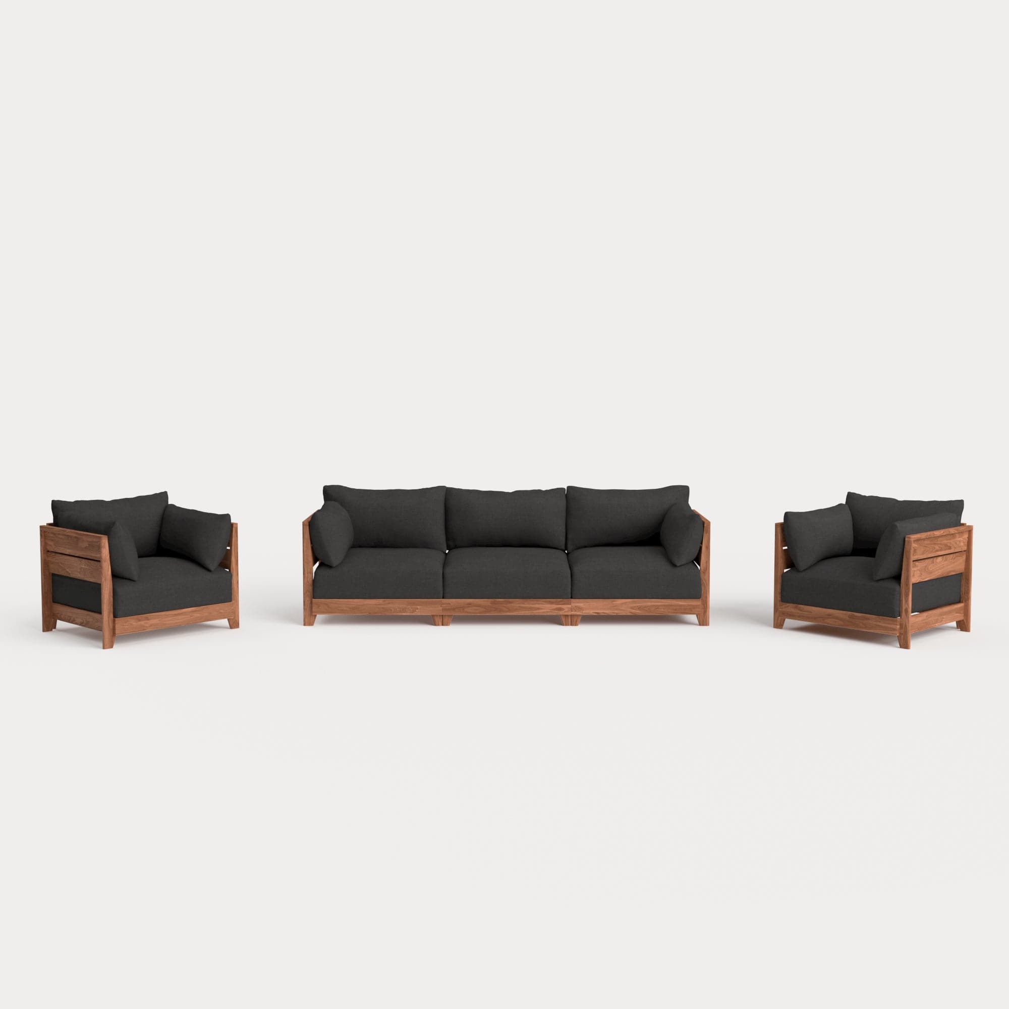 Dwell™ Modular Teak Outdoor Sofa + Armchair Set | Classic Canvas in Charcoal