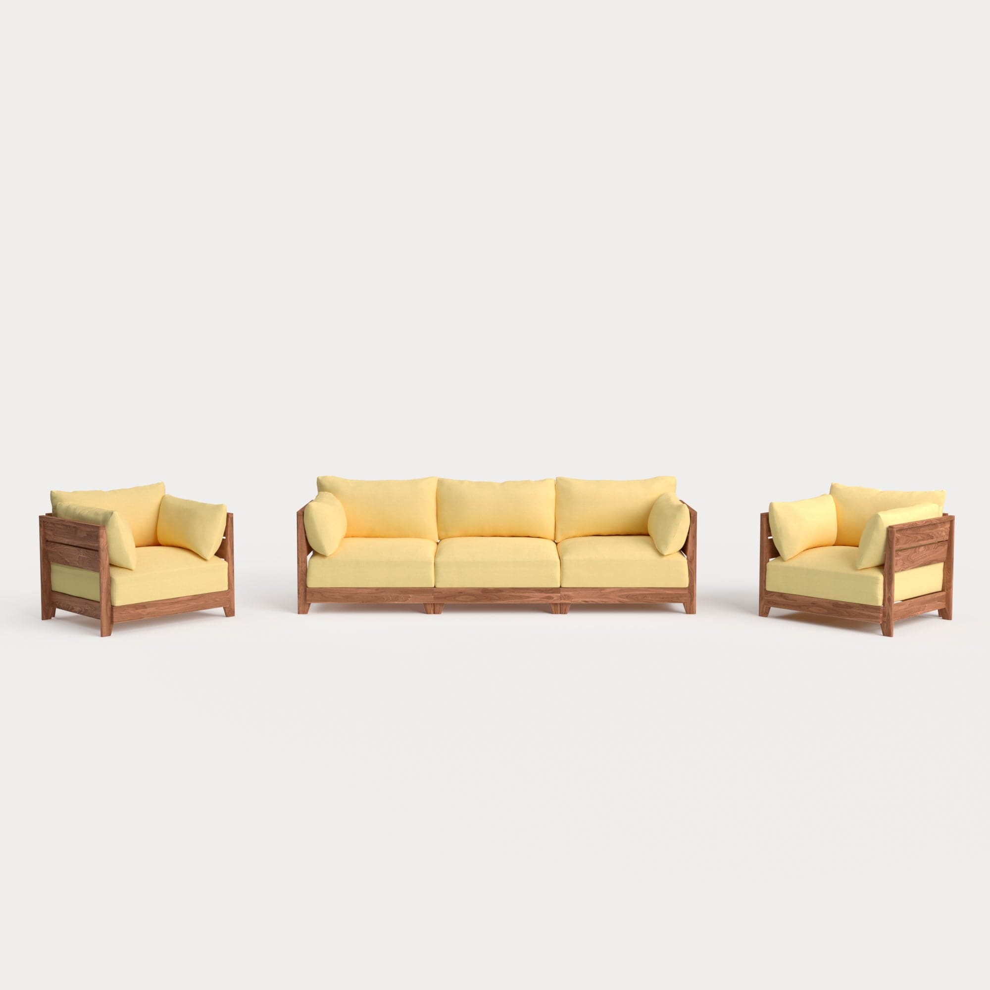Dwell™ Modular Teak Outdoor Sofa + Armchair Set | Classic Canvas in Sun