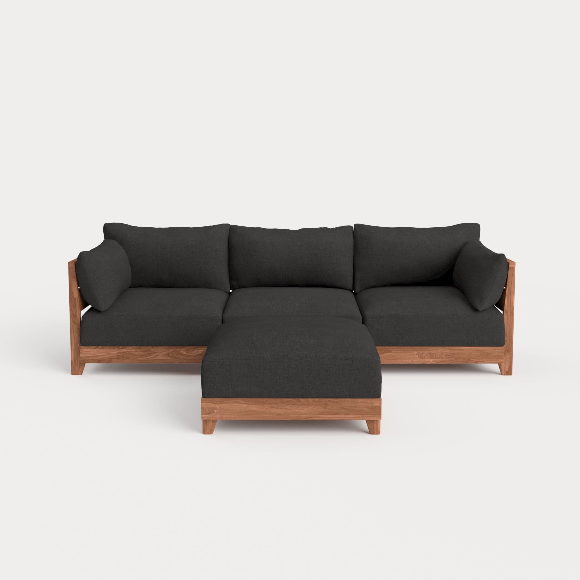 Dwell™ Modular Teak Outdoor Sofa + Ottoman | Classic Canvas in Charcoal