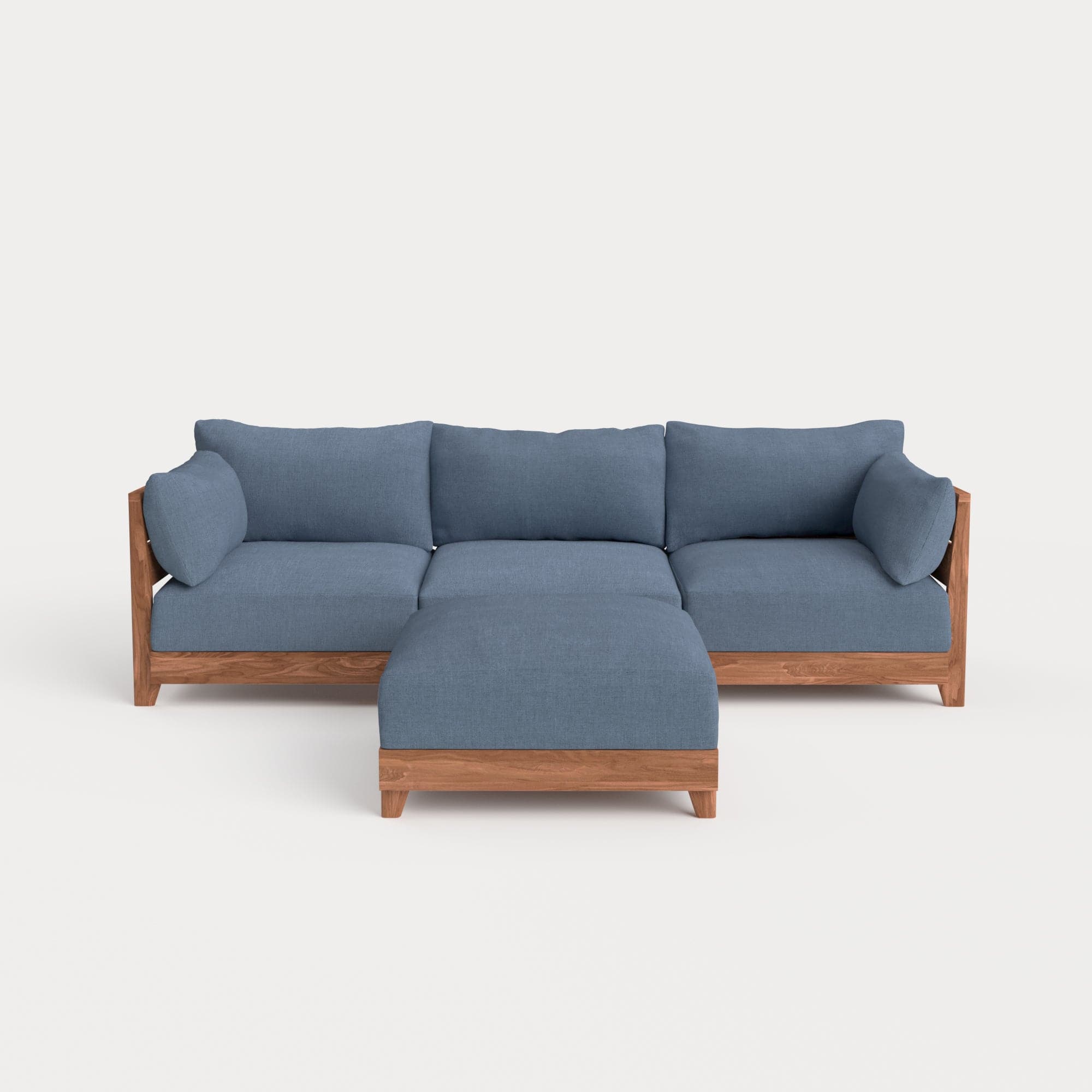 Dwell™ Modular Teak Outdoor Sofa + Ottoman | Classic Canvas in Ocean