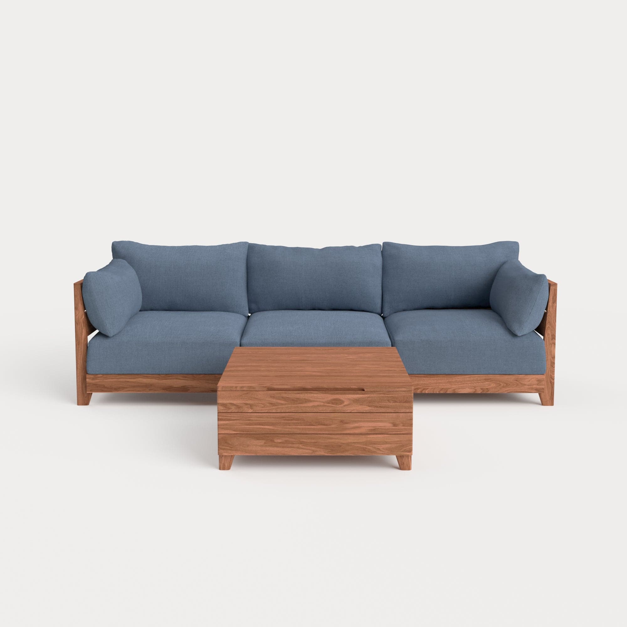 Dwell™ Modular Teak Outdoor Sofa + Storage Coffee Table | Classic Canvas in Ocean