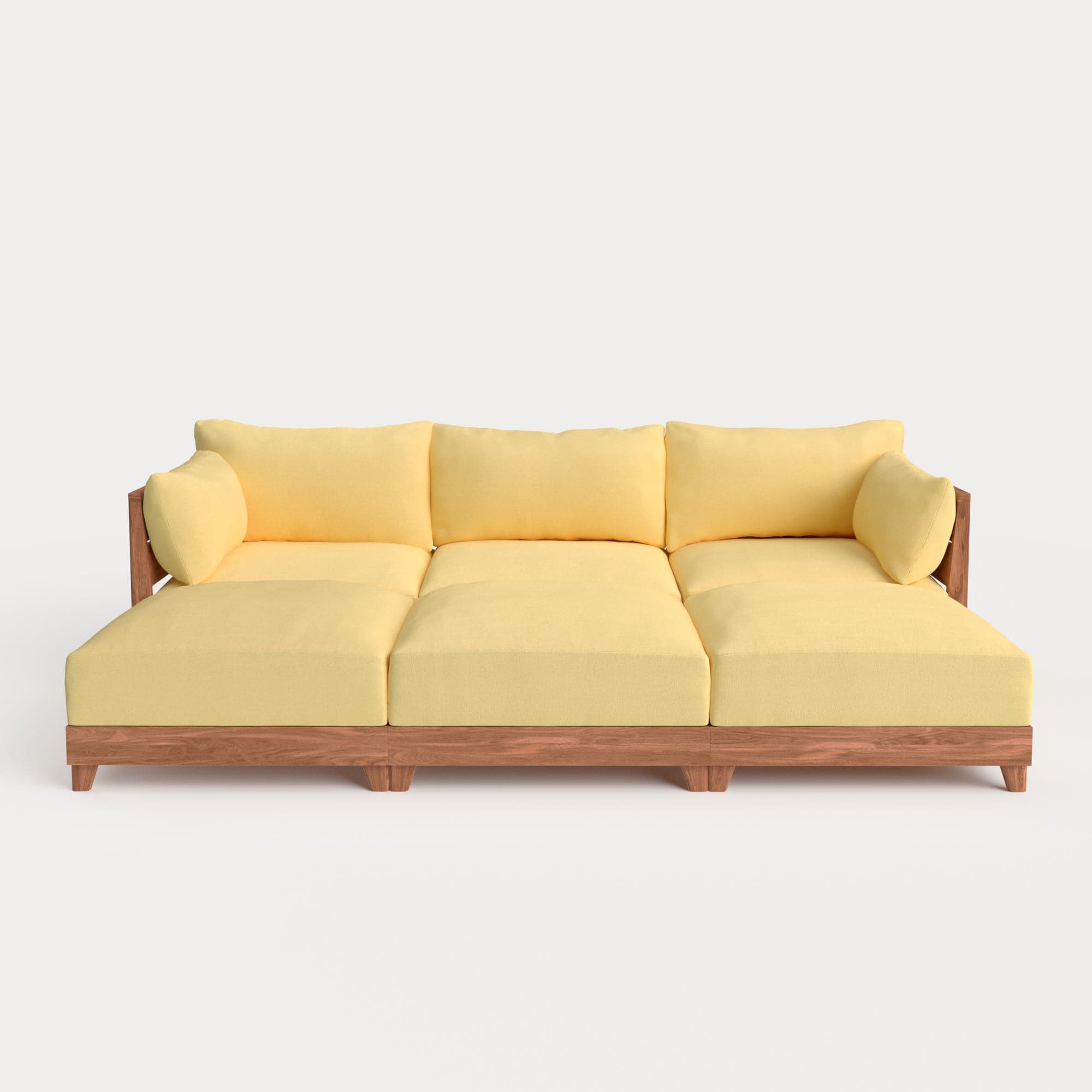 Dwell™ Modular Teak Outdoor Sofa Daybed | Classic Canvas in Sun