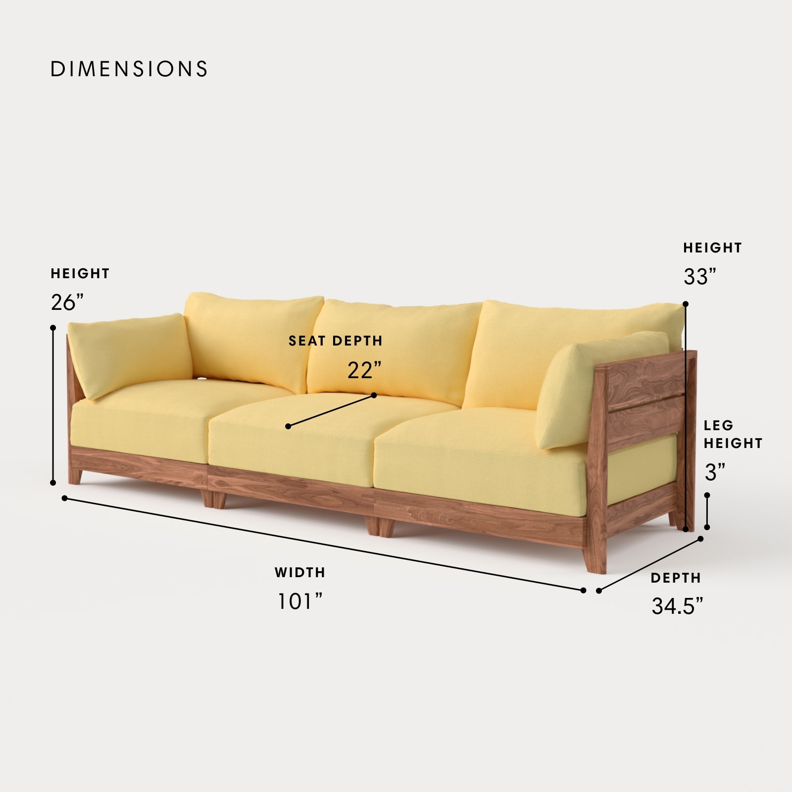 Dwell™ Modular Teak Outdoor Sofa | Classic Canvas in Sun
