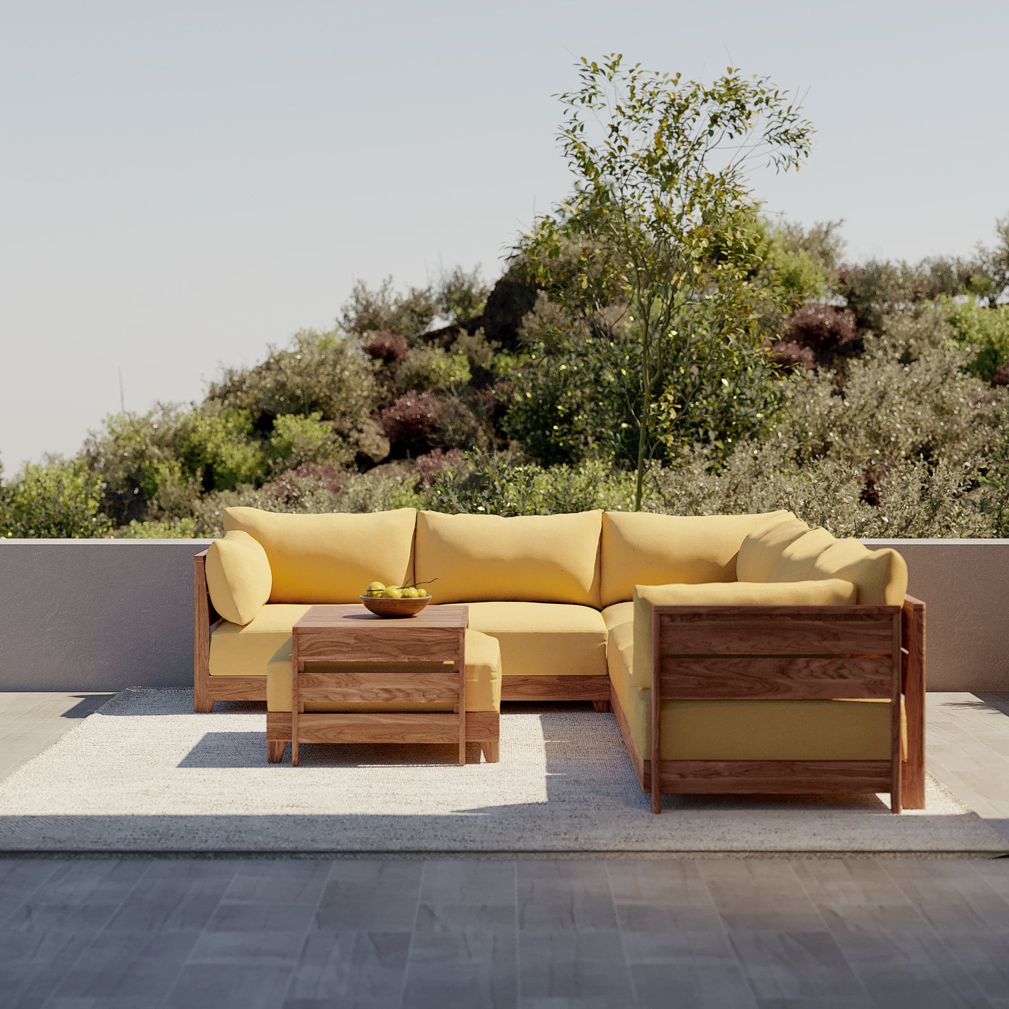 Dwell™ Modular Teak Outdoor Sofa | Classic Canvas in Sun
