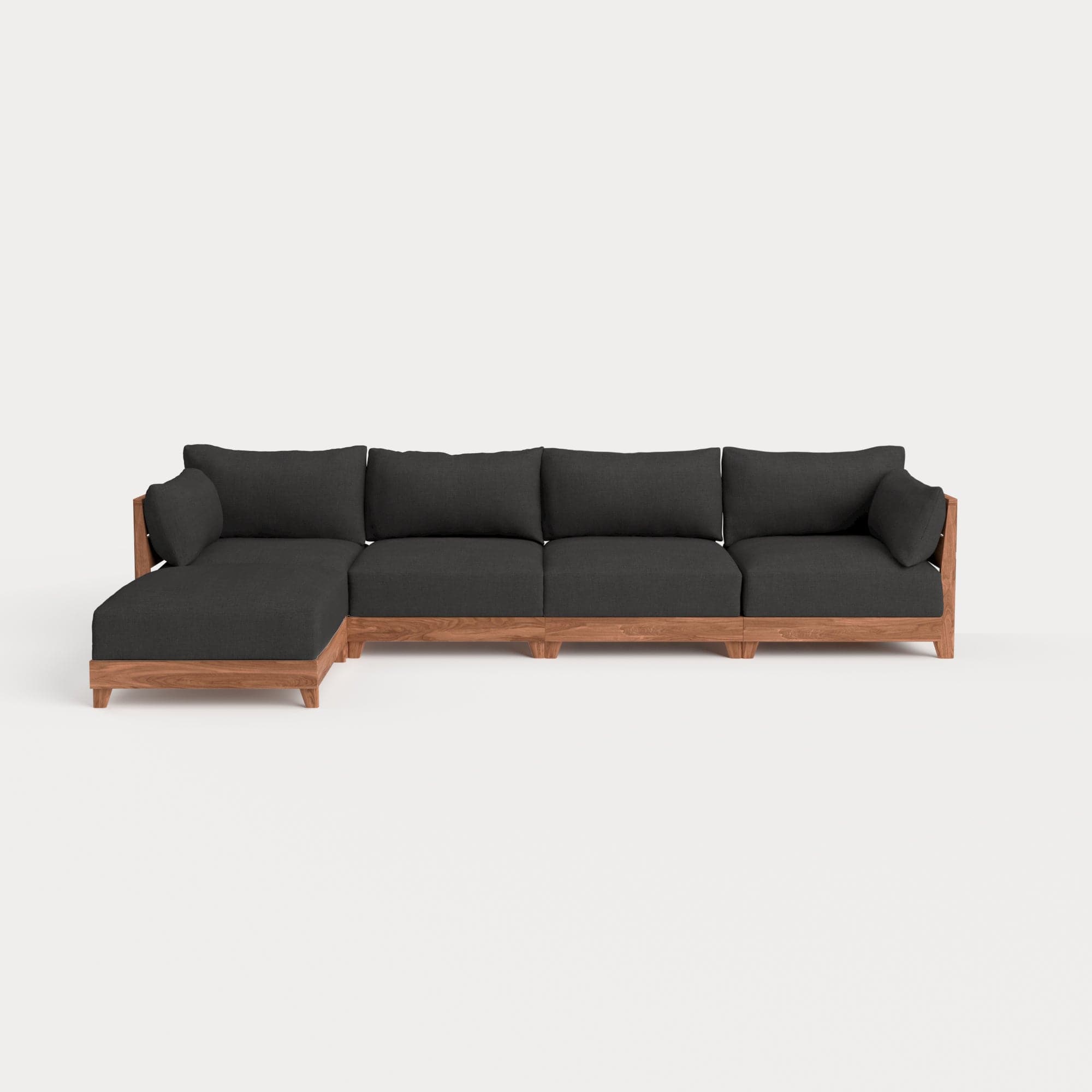 Dwell™ Modular Teak Outdoor 4-Seater Sofa Sectional | Classic Canvas in Charcoal