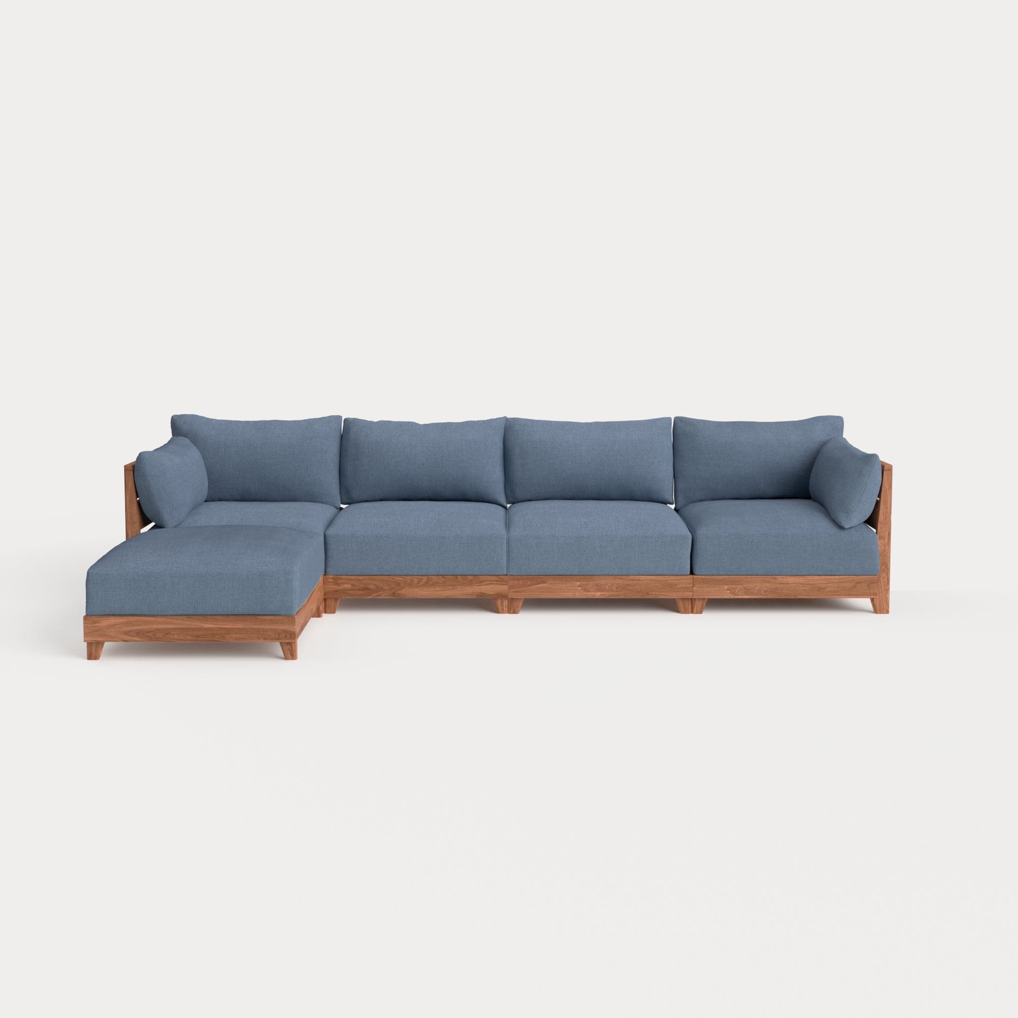 Dwell™ Modular Teak Outdoor 4-Seater Sofa Sectional | Classic Canvas in Ocean