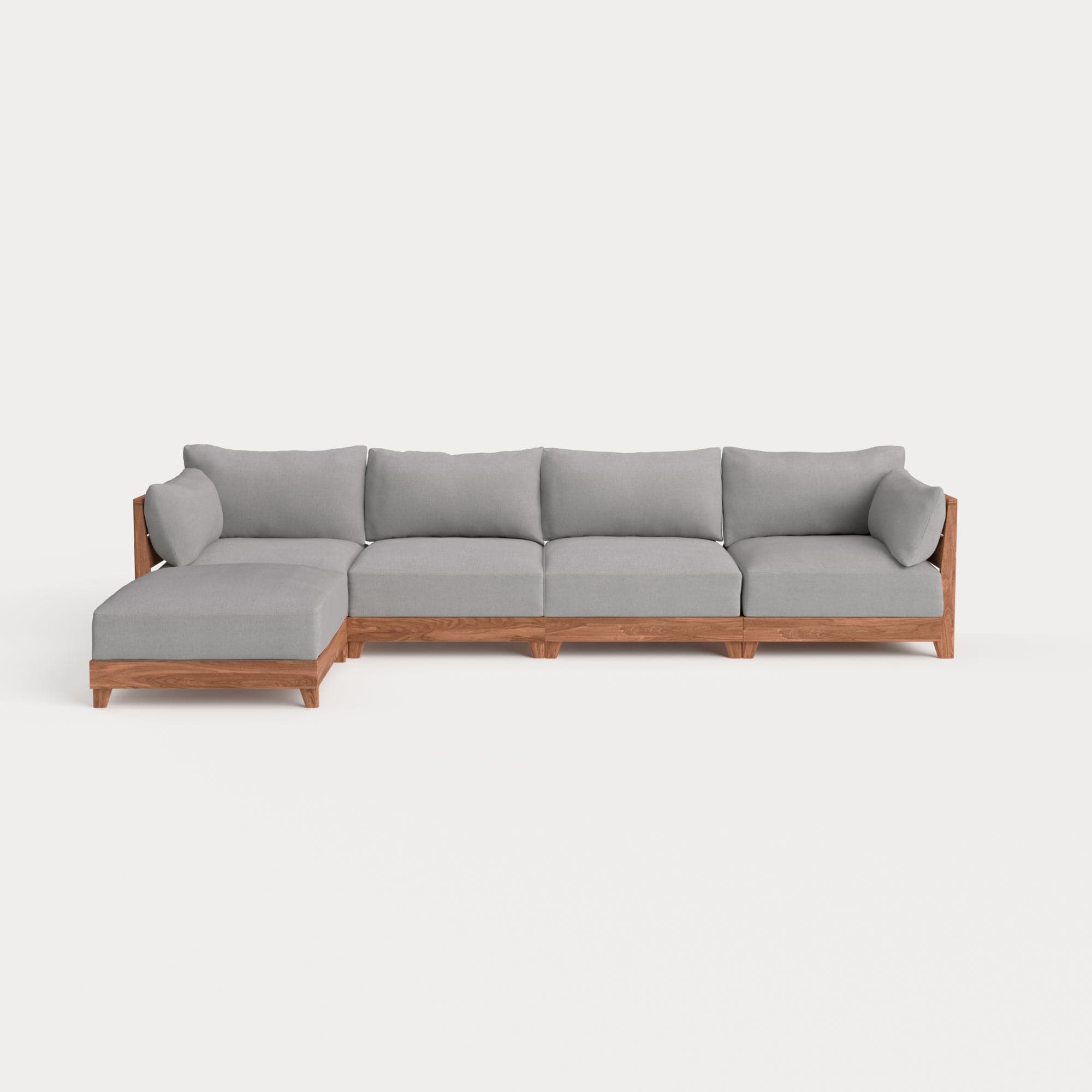 Dwell™ Modular Teak Outdoor 4-Seater Sofa Sectional | Classic Canvas in Stone Gray