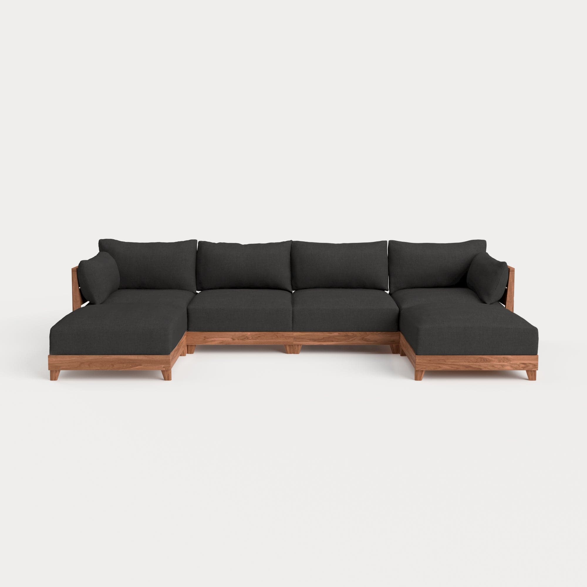 Dwell™ Modular Teak Outdoor 4-Seater U-Sectional | Classic Canvas in Charcoal