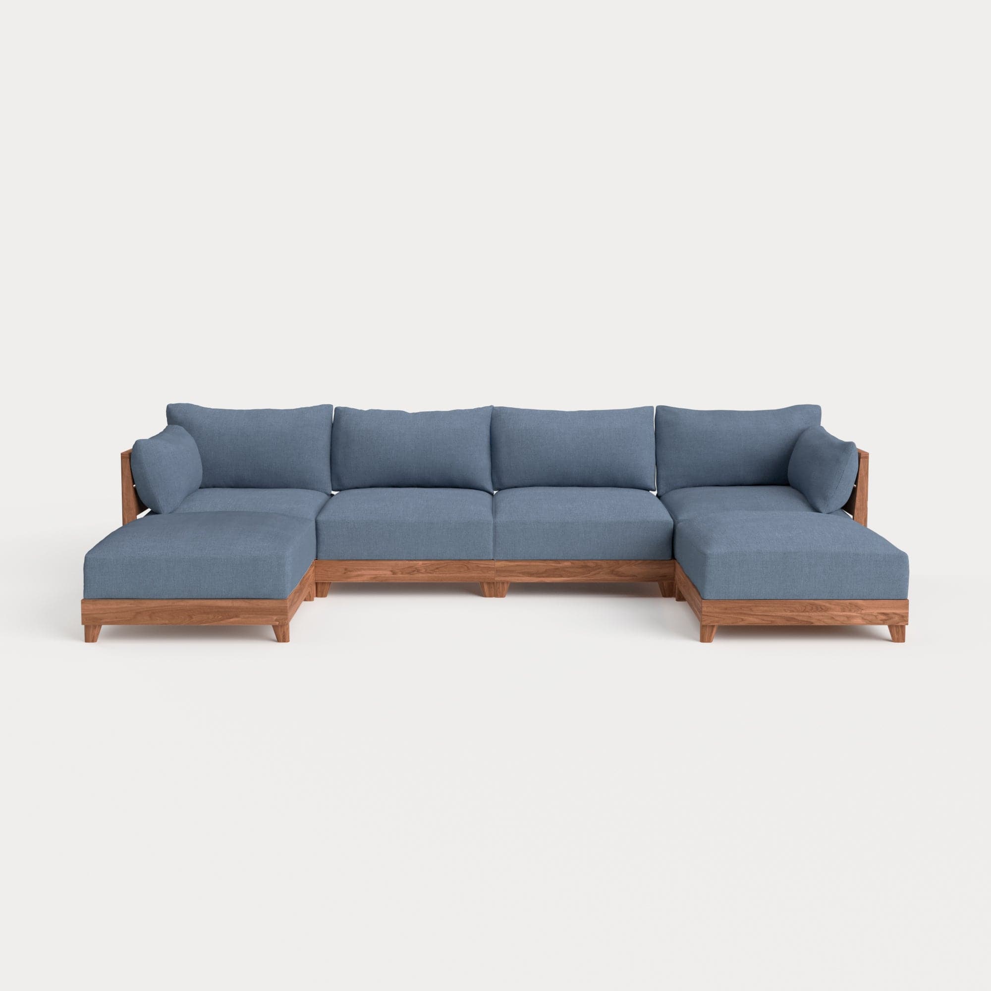 Dwell™ Modular Teak Outdoor 4-Seater U-Sectional | Classic Canvas in Ocean