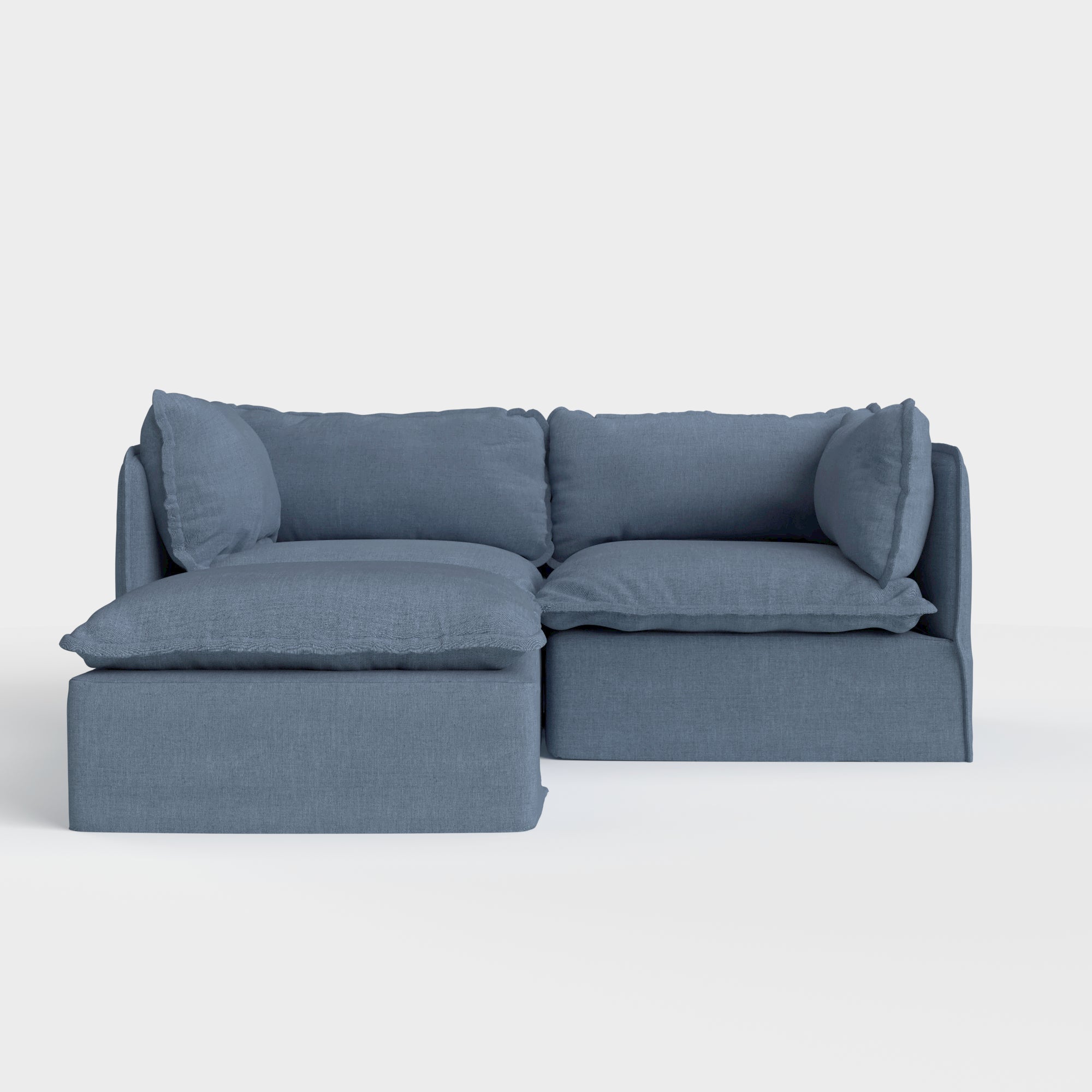 Modular Outdoor Washable 2-Seater Sectional | Classic Canvas in Ocean
