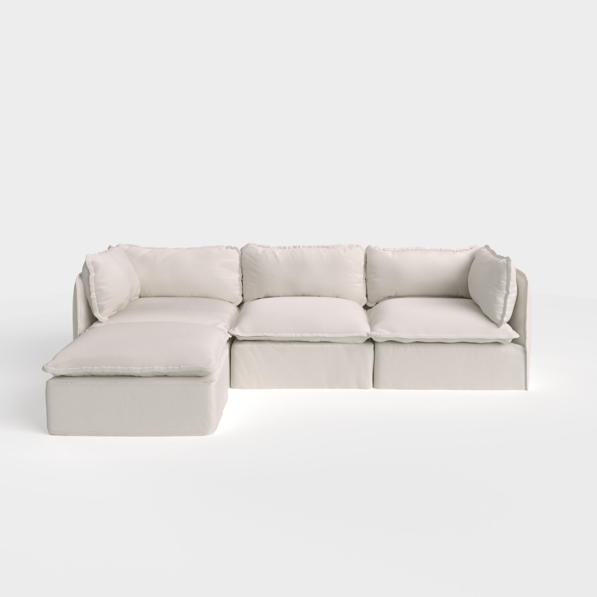 Modular Outdoor Washable 3-Seater Sectional | Nano Slubweave in Chai