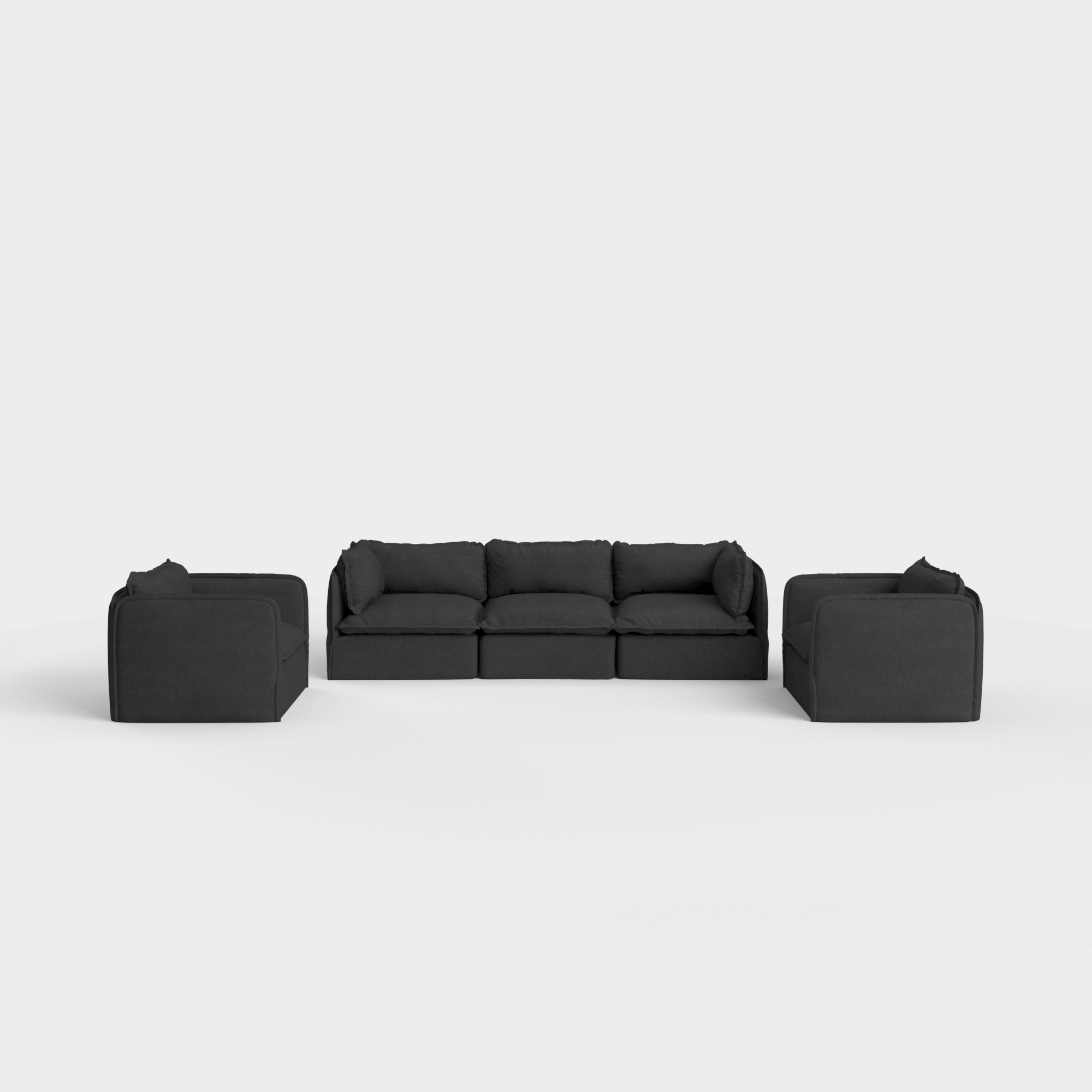 Modular Outdoor Washable 3-Seater Sofa + Armchair Set | Classic Canvas in Charcoal