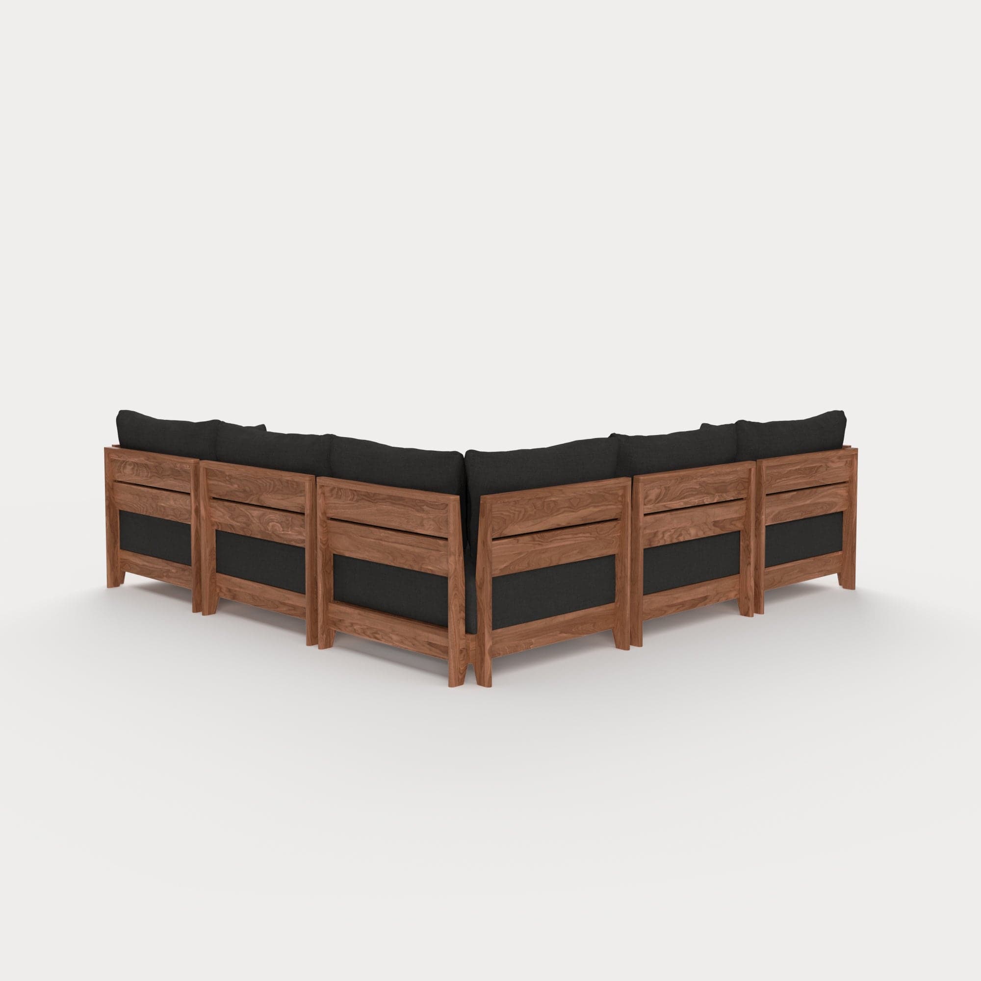 Dwell™ Modular Teak Outdoor 5-Seater L-Sectional with Ottoman + Side Table | Classic Canvas in Charcoal