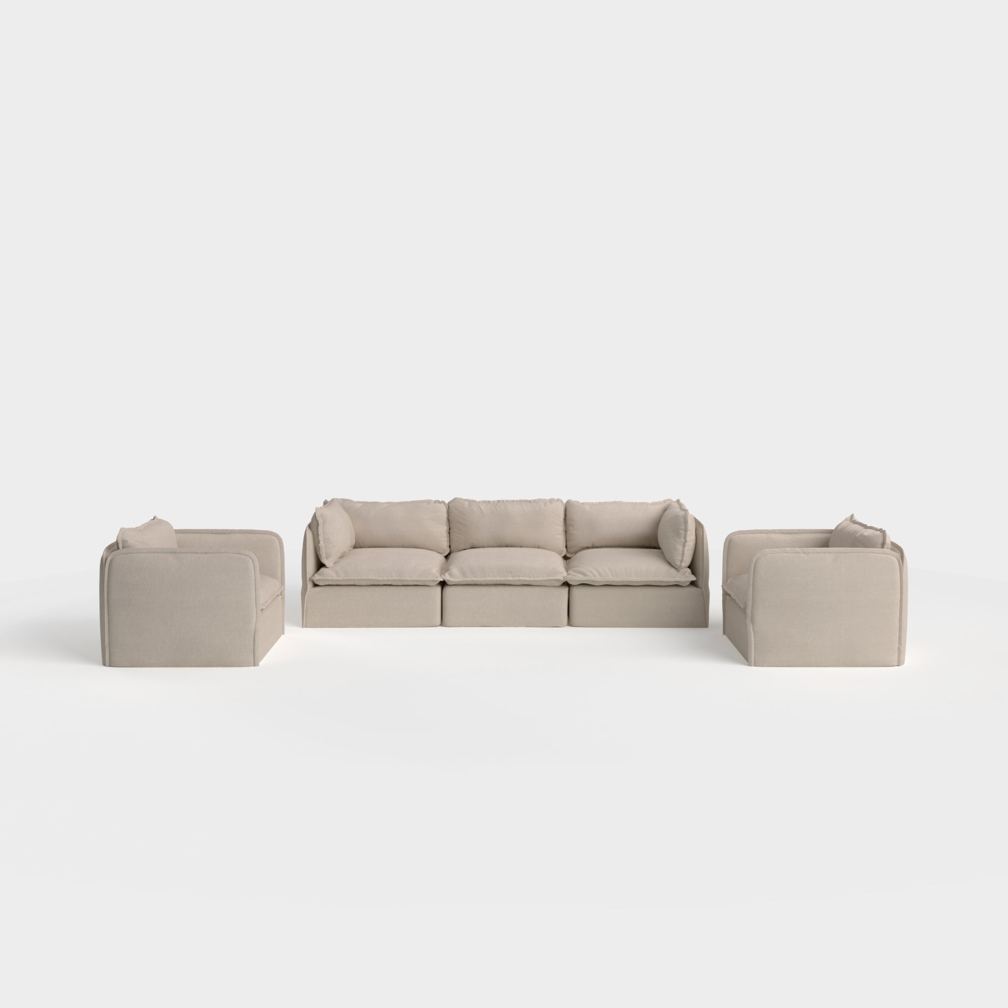 Modular Outdoor Washable 3-Seater Sofa + Armchair Set | Classic Canvas in Sand